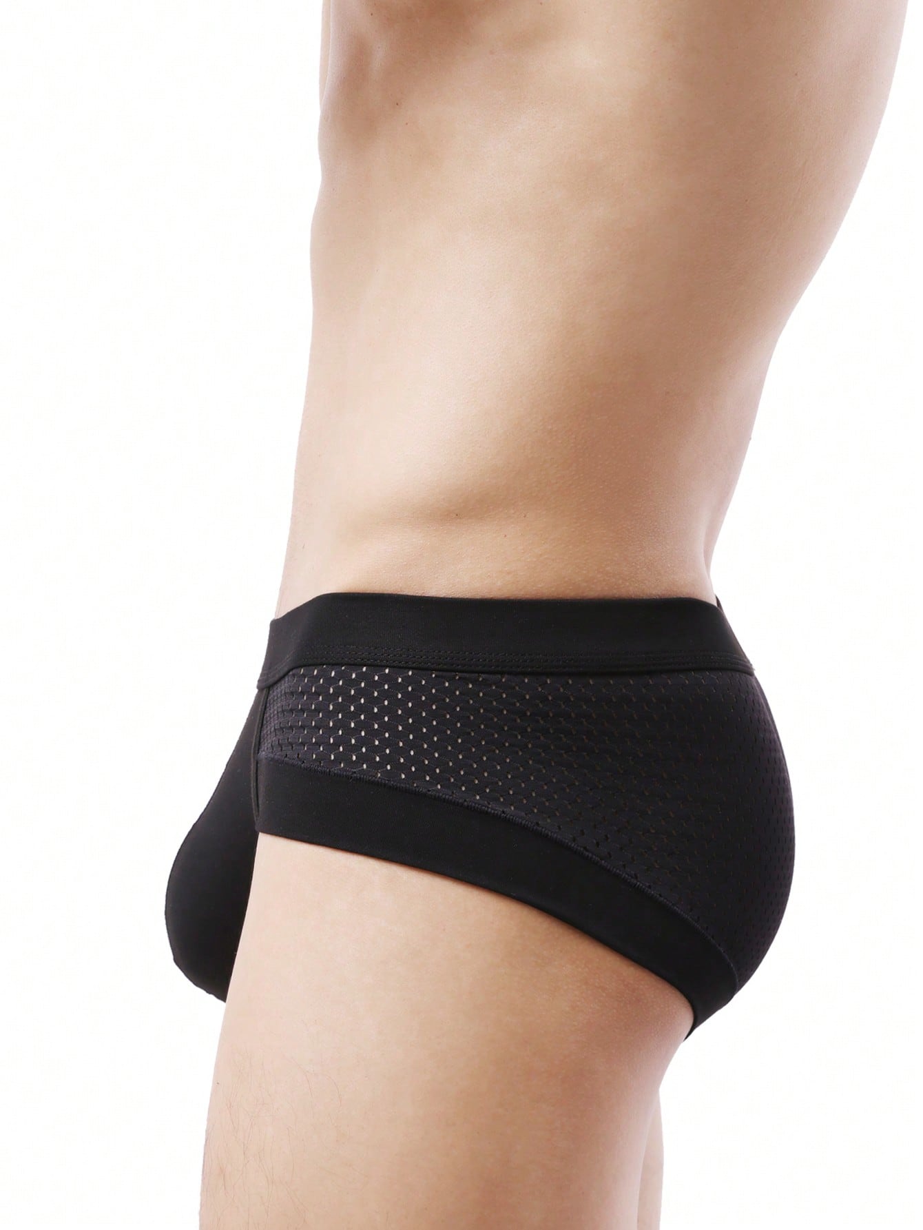 Patchwork U Convex Mesh Thong Underwear For Men