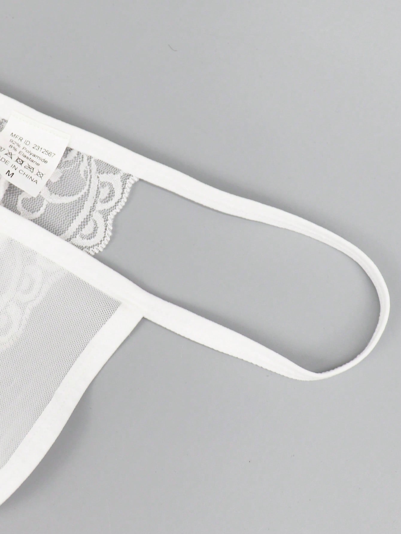 1pc Men’s Black Mesh Short with Lace Trim at Waist, Lightweight and Breathable Fabric