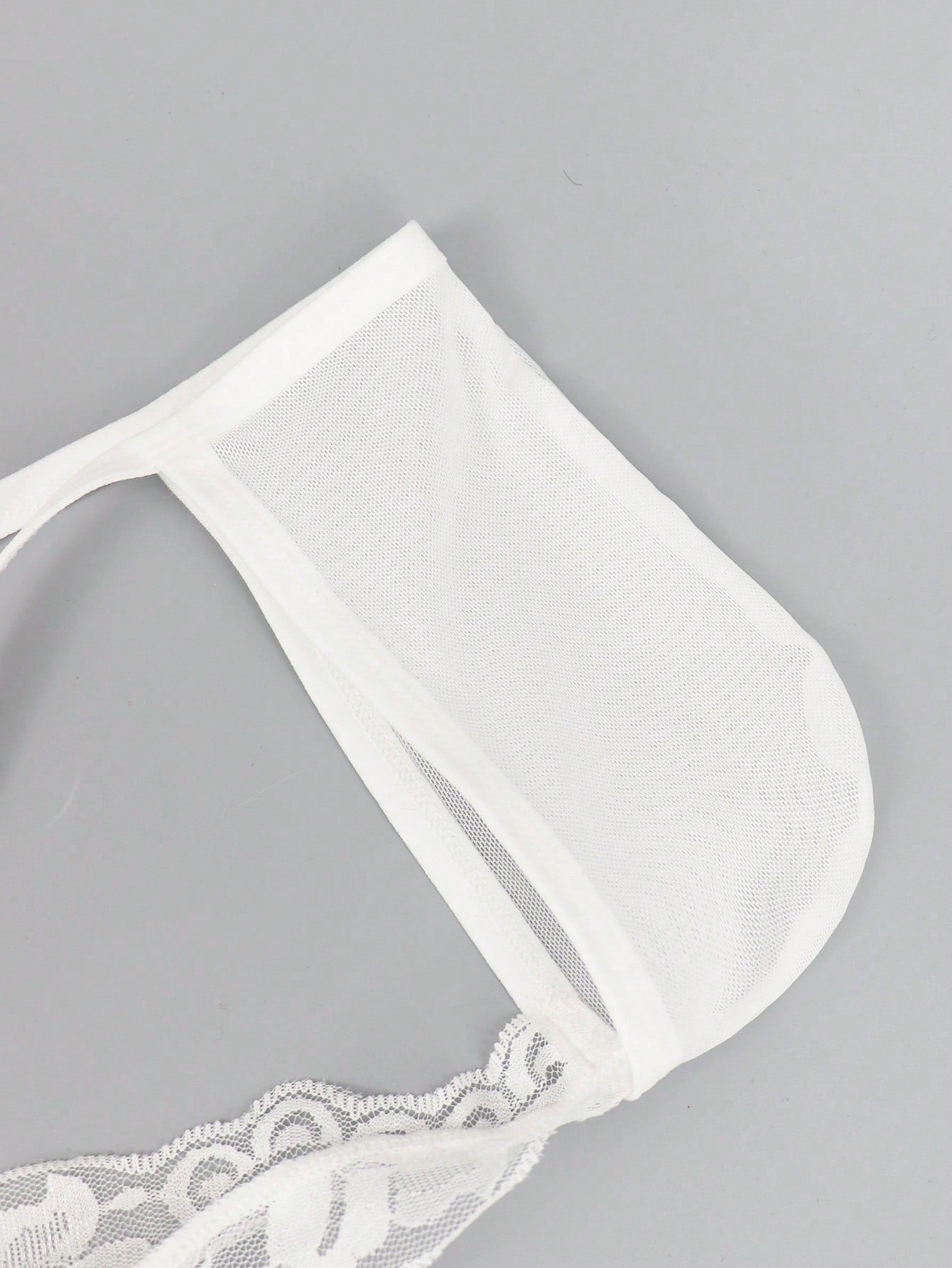 1pc Men’s Black Mesh Short with Lace Trim at Waist, Lightweight and Breathable Fabric