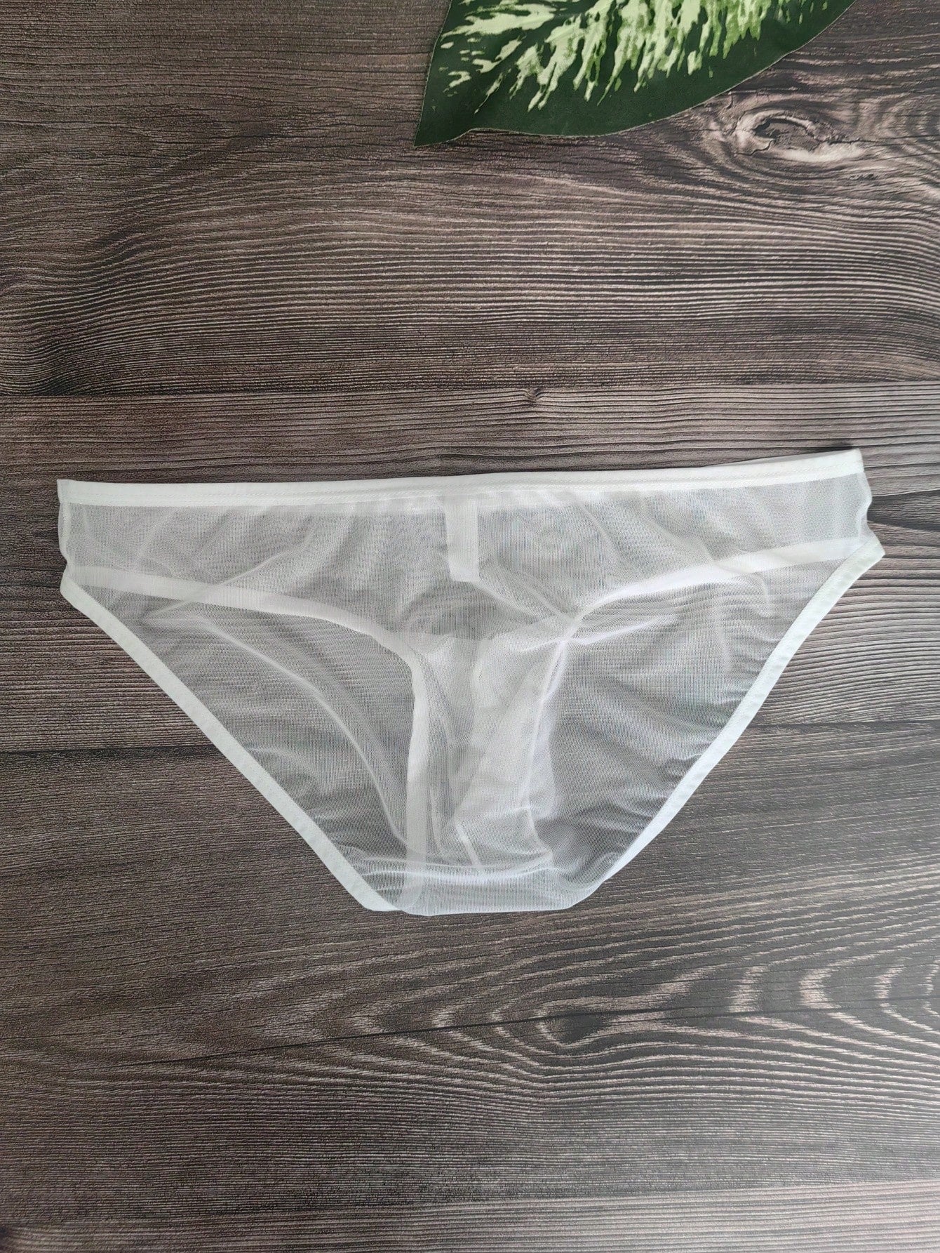 1pc Men's Black Elastic Mesh Low Waist Elephant Print Briefs
