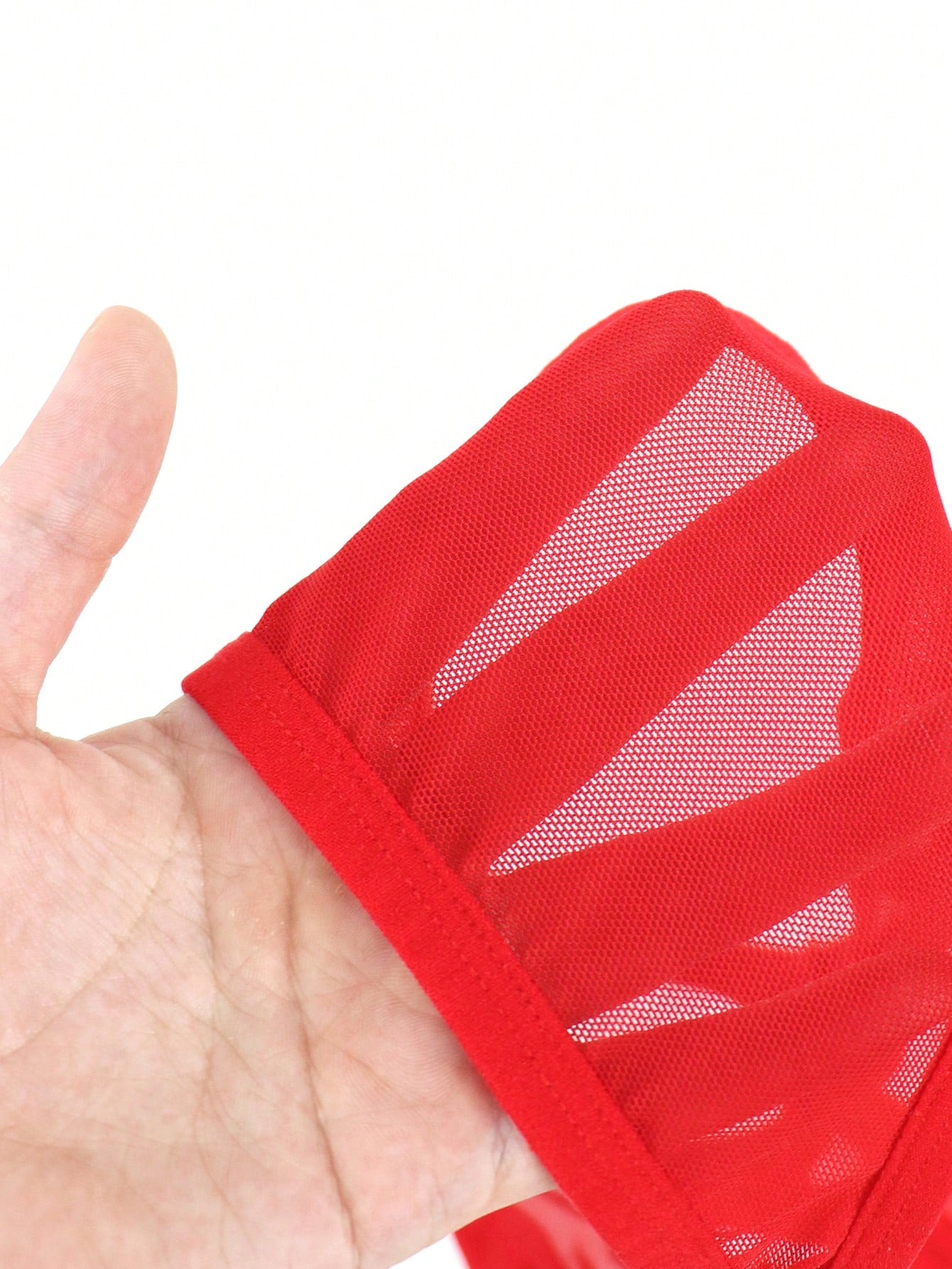 1pc Men’s Red Mesh Short, Breathable Fabric, Basic Structure, Everyday Style