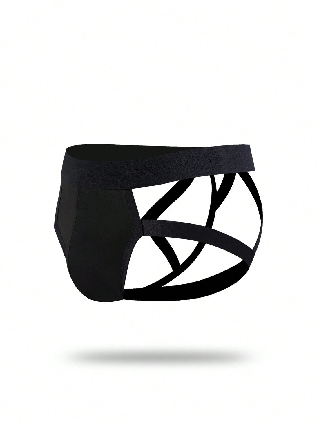 Men's low rise jockstrap underwear with cut out detail and colorblock design in medium-stretch knitted fabric