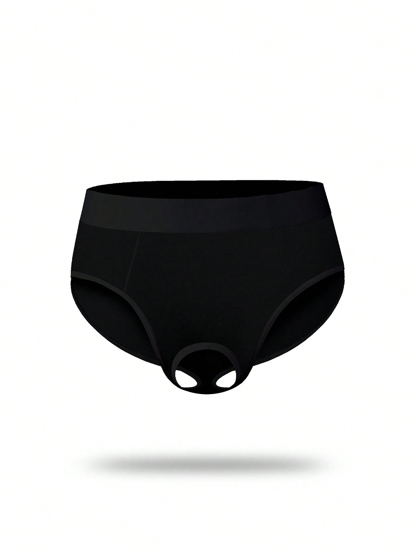 Men's black mesh triangle briefs with mid-rise cut and medium-stretch fabric