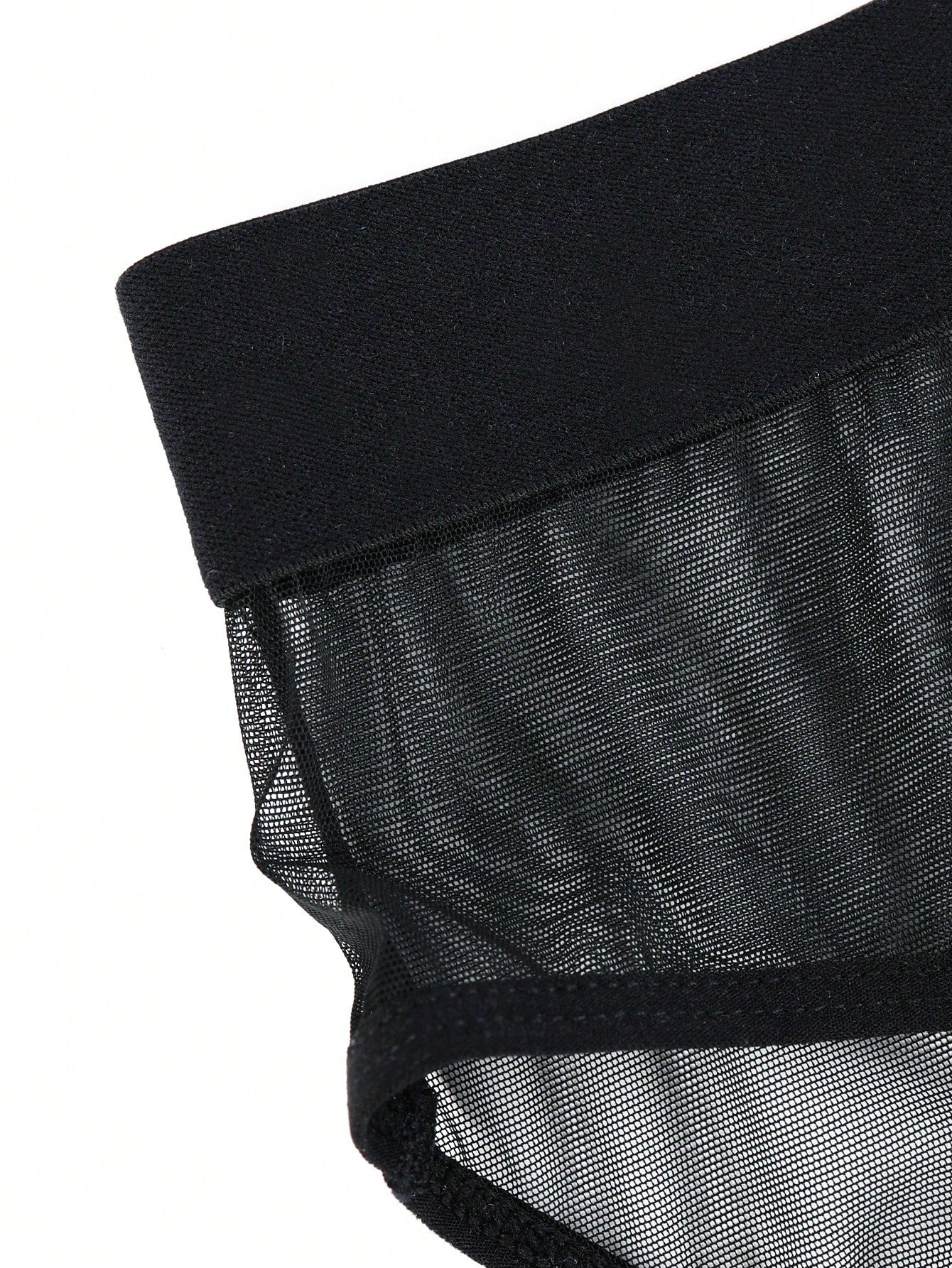 Men's black mesh triangle briefs with mid-rise cut and medium-stretch fabric