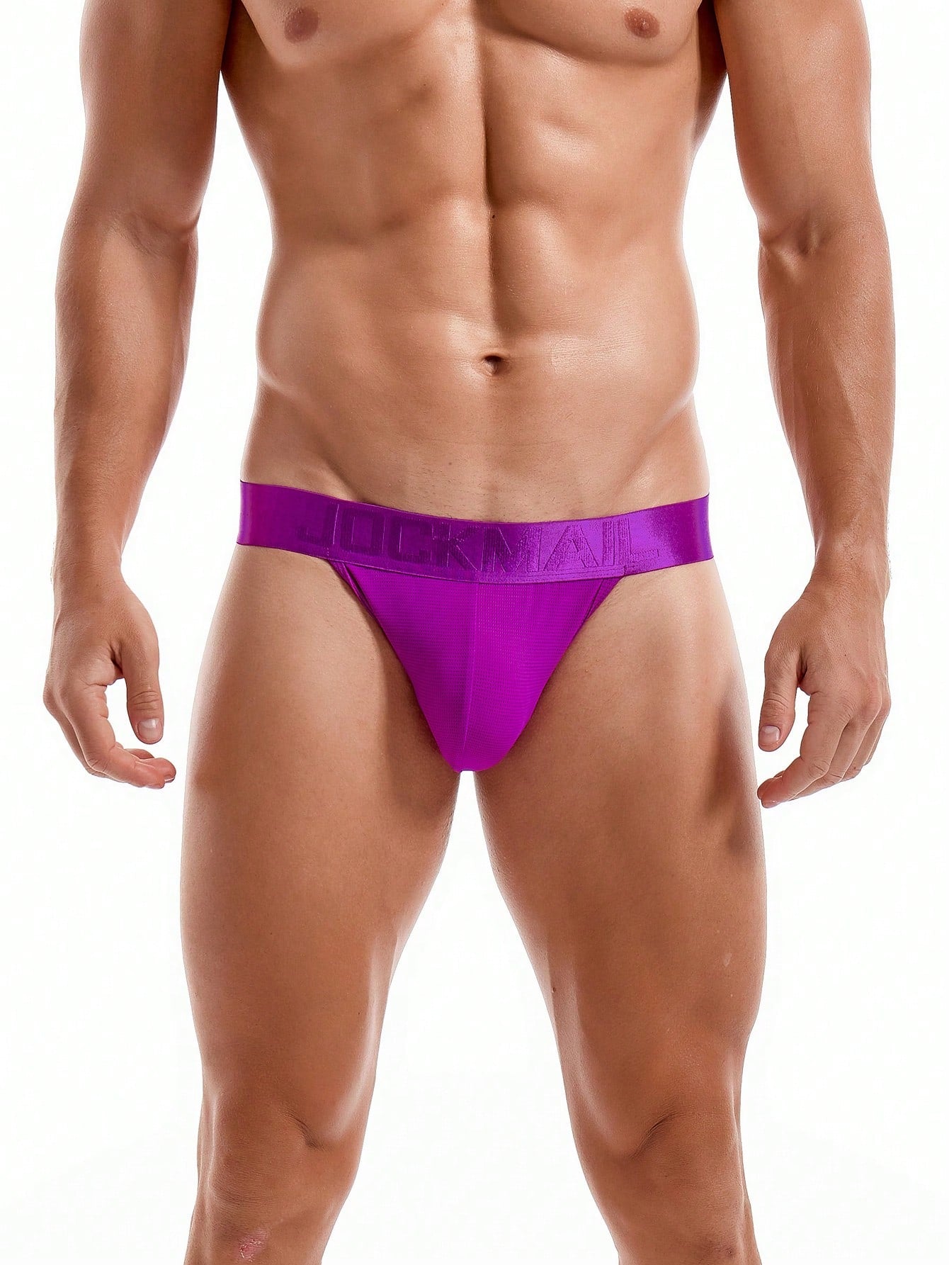 Men's low-rise thong underwear with tape detail in breathable medium-stretch fabric