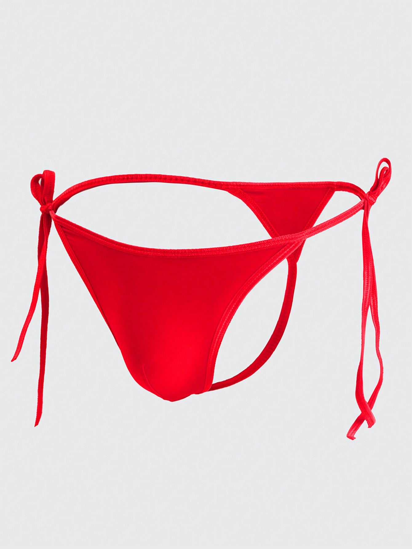 Men's Sexy Ice Silk Bikini Underwear With Adjustable Lace-Up Side, Low-Rise And Slightly Transparent G-String