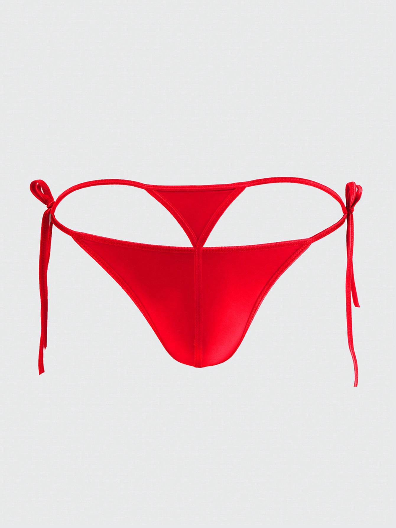 Men's Sexy Ice Silk Bikini Underwear With Adjustable Lace-Up Side, Low-Rise And Slightly Transparent G-String