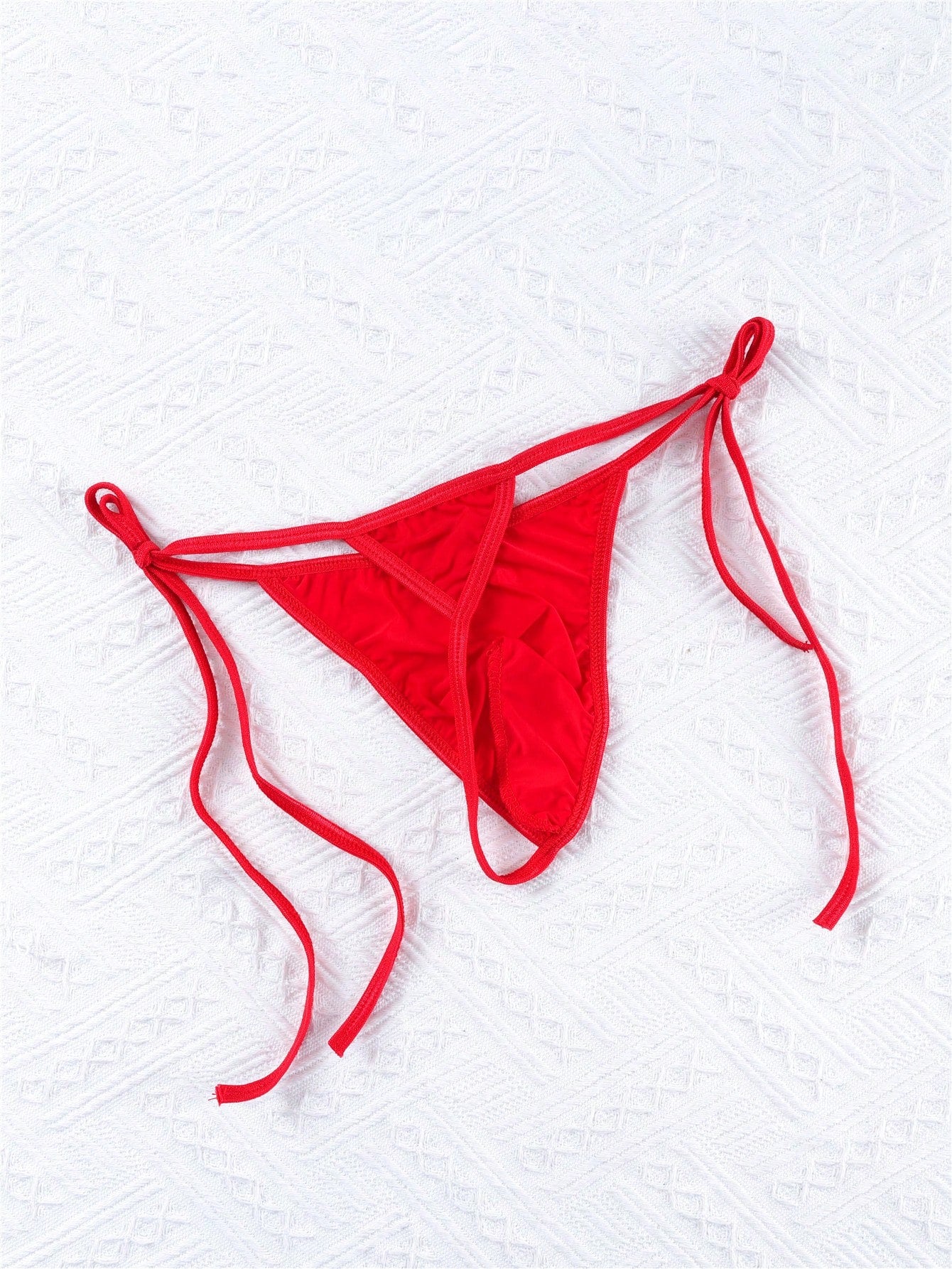 Men's Sexy Ice Silk Bikini Underwear With Adjustable Lace-Up Side, Low-Rise And Slightly Transparent G-String
