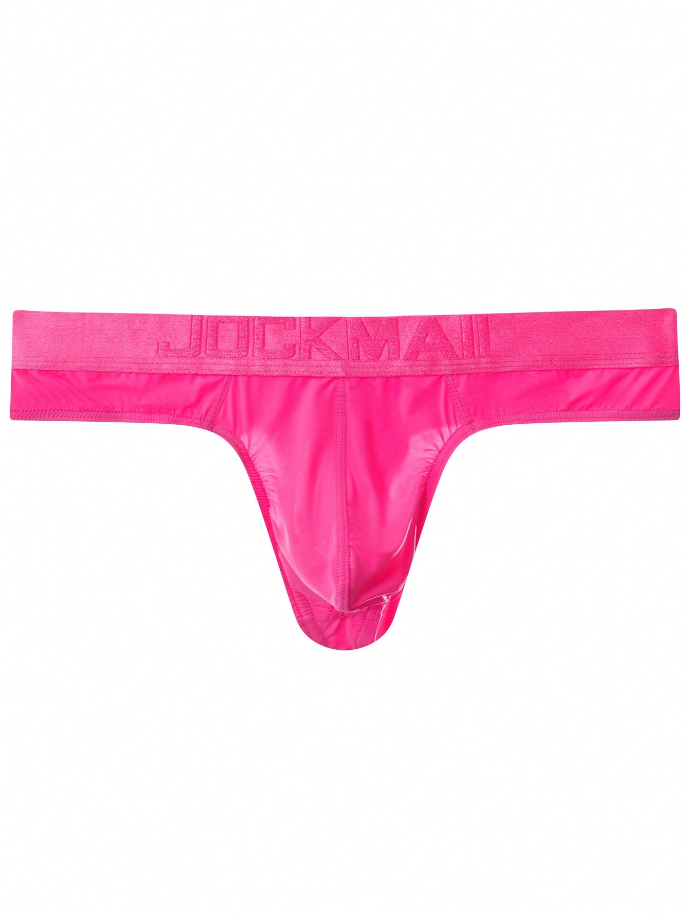 Men's hot pink low-rise letter graphic cut-out jockstrap underwear in a sporty style