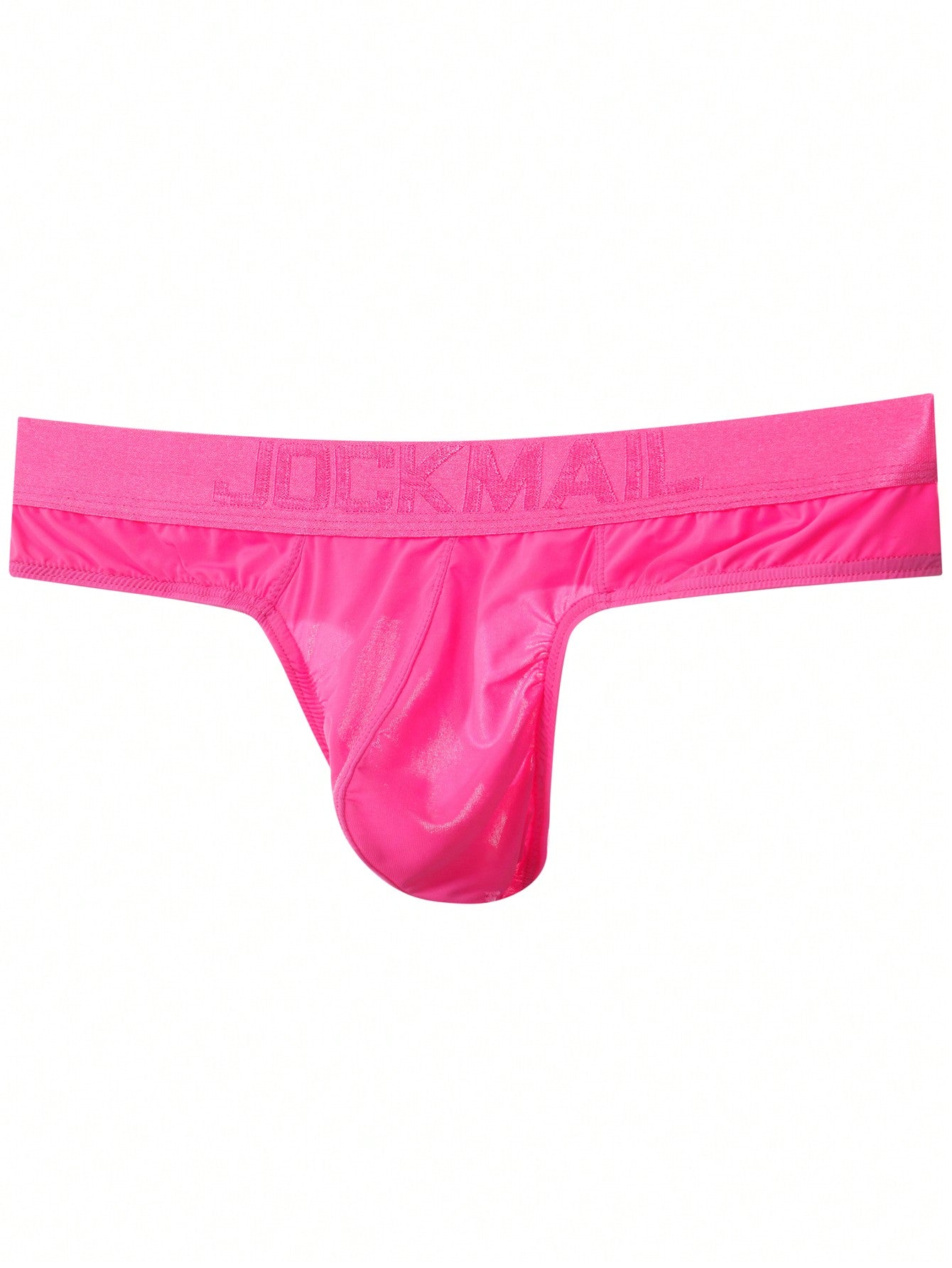 Men's hot pink low-rise letter graphic cut-out jockstrap underwear in a sporty style