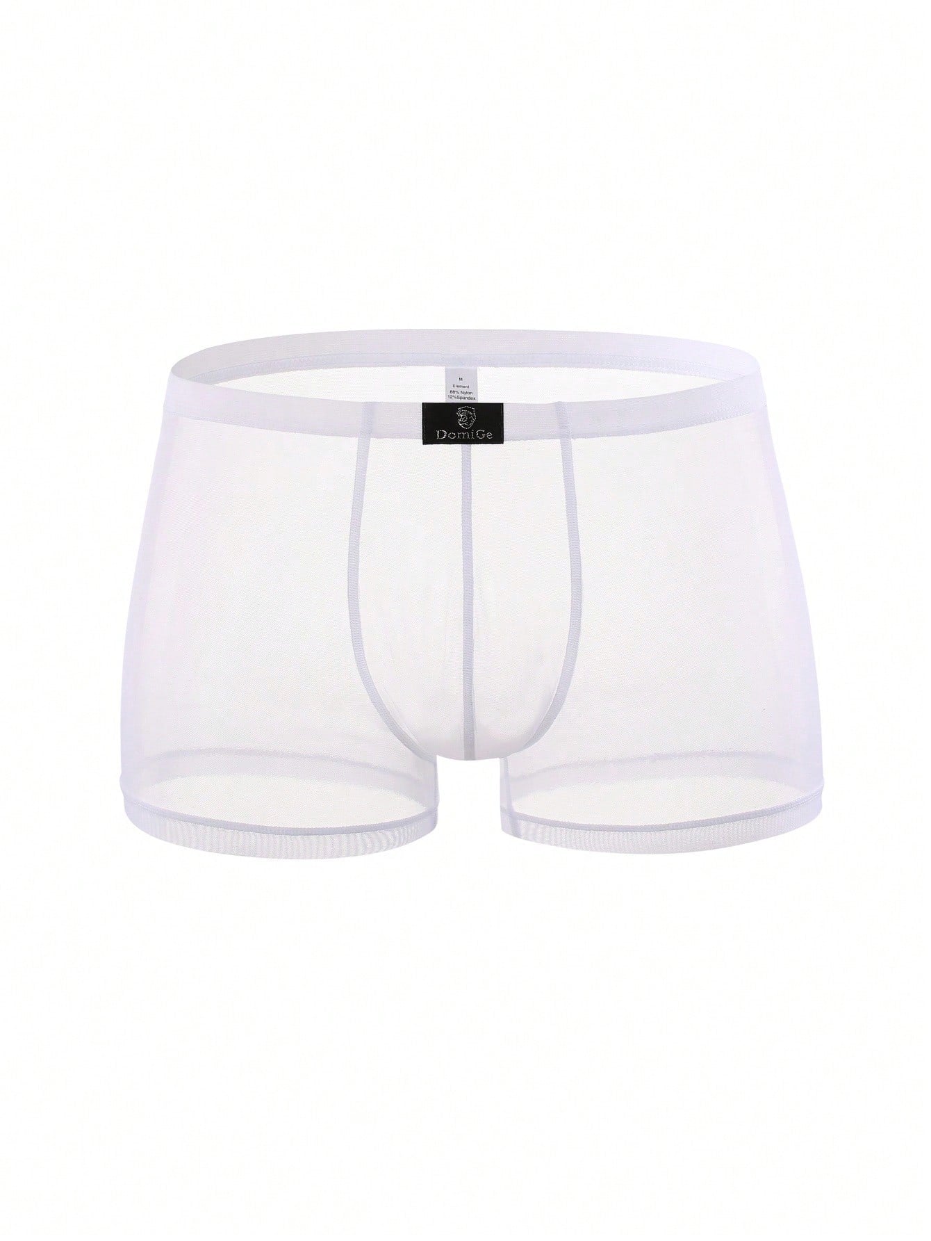 1pc White Sexy Lingerie, Elastic Mesh See-Through Low Waist Men's Briefs