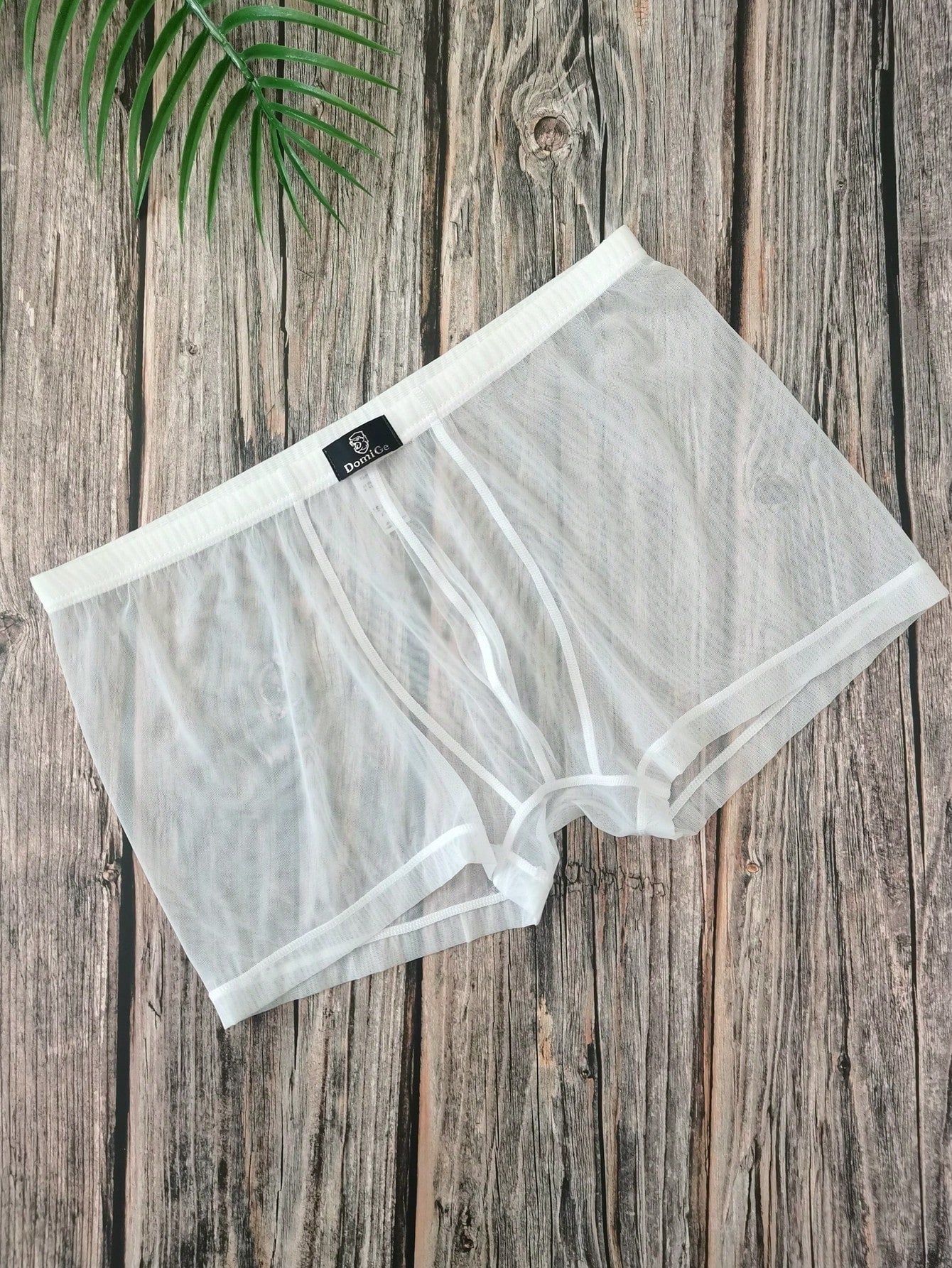 1pc White Sexy Lingerie, Elastic Mesh See-Through Low Waist Men's Briefs