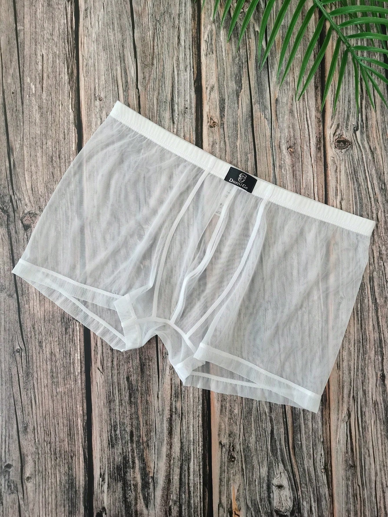 1pc White Sexy Lingerie, Elastic Mesh See-Through Low Waist Men's Briefs