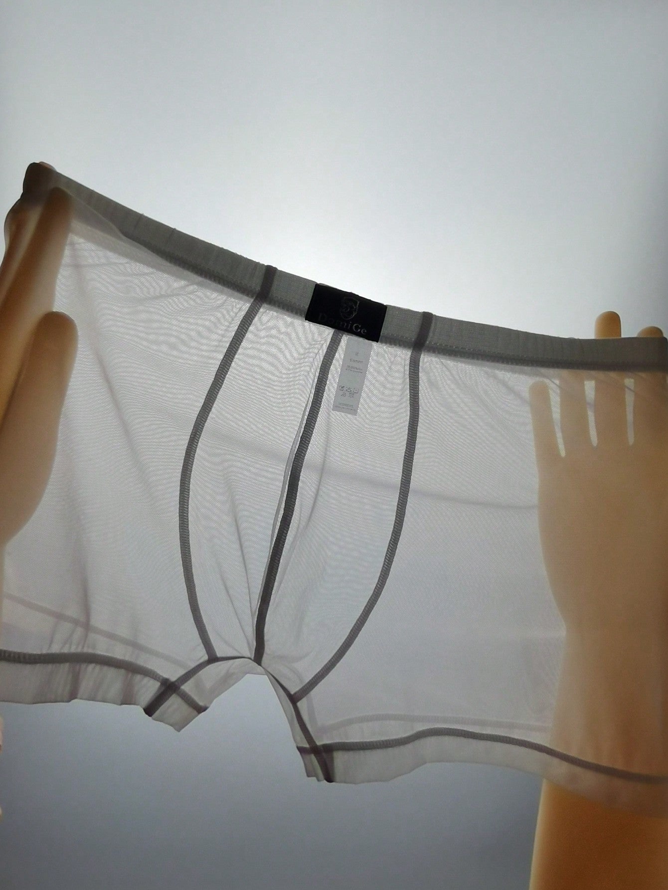 1pc White Sexy Lingerie, Elastic Mesh See-Through Low Waist Men's Briefs