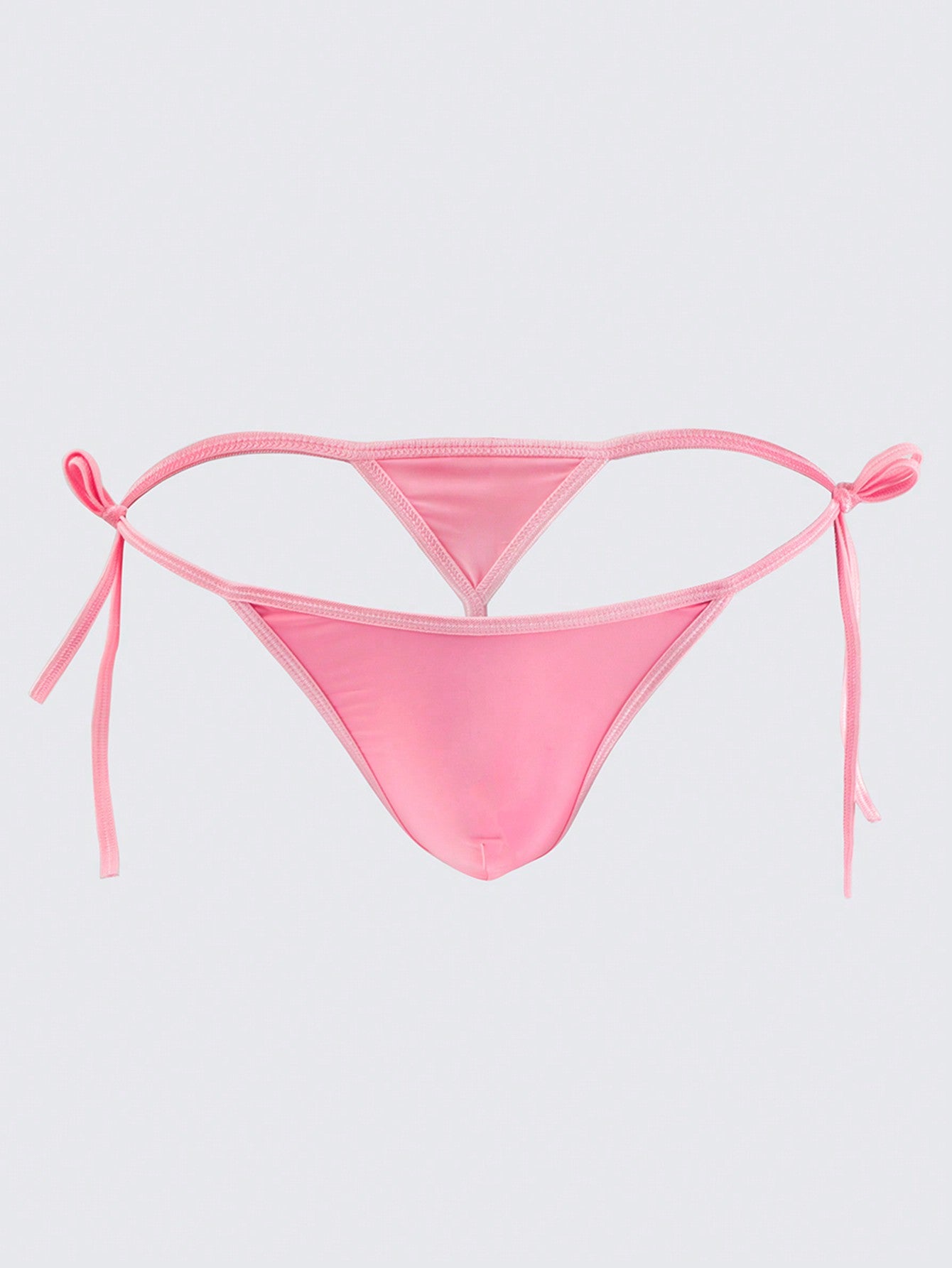 Men's Sexy Ice Silk Bikini Underwear With Adjustable Lace-Up Side, Low-Rise And Slightly Transparent G-String