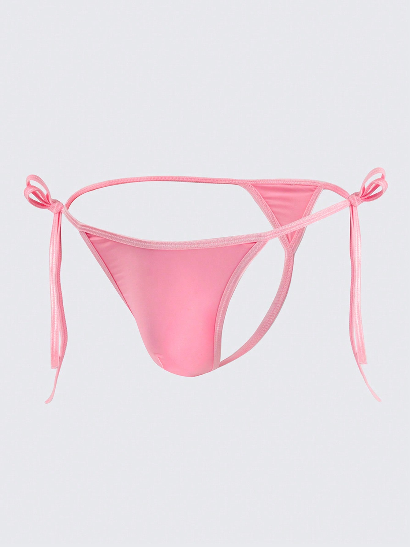 Men's Sexy Ice Silk Bikini Underwear With Adjustable Lace-Up Side, Low-Rise And Slightly Transparent G-String