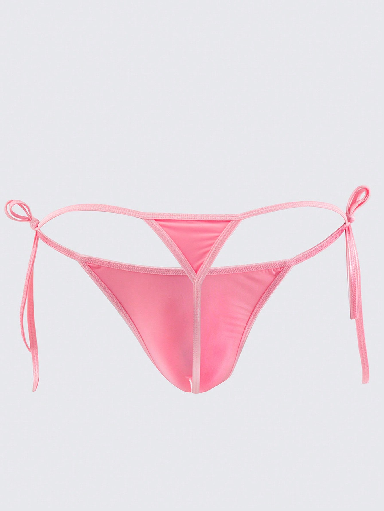 Men's Sexy Ice Silk Bikini Underwear With Adjustable Lace-Up Side, Low-Rise And Slightly Transparent G-String