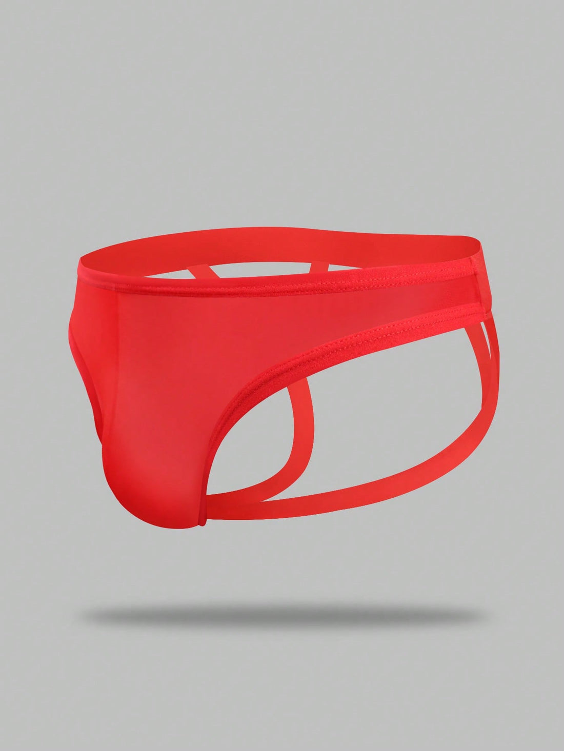 Men's solid color hollow breathable jockstrap underwear with a low-rise brief-style front and minimalist design