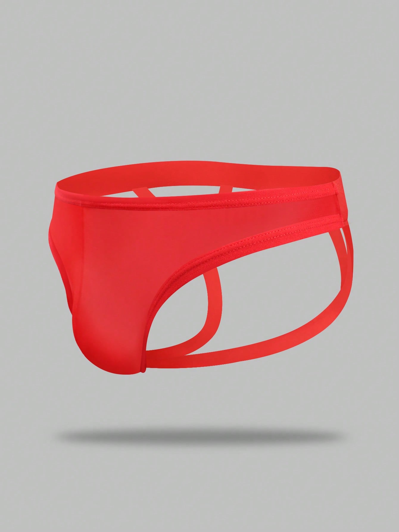 Men's solid color hollow breathable jockstrap underwear with a low-rise brief-style front and minimalist design