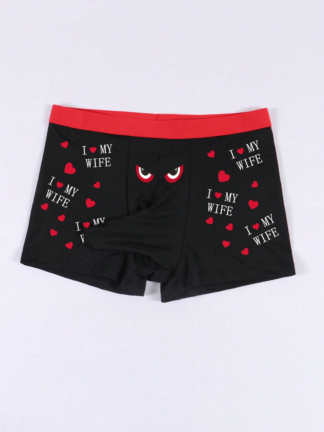Men's Black Eye, Letter, Heart Print Elephant Pocket Stylish Underwear, Comfortable Breathable Stretchy Briefs