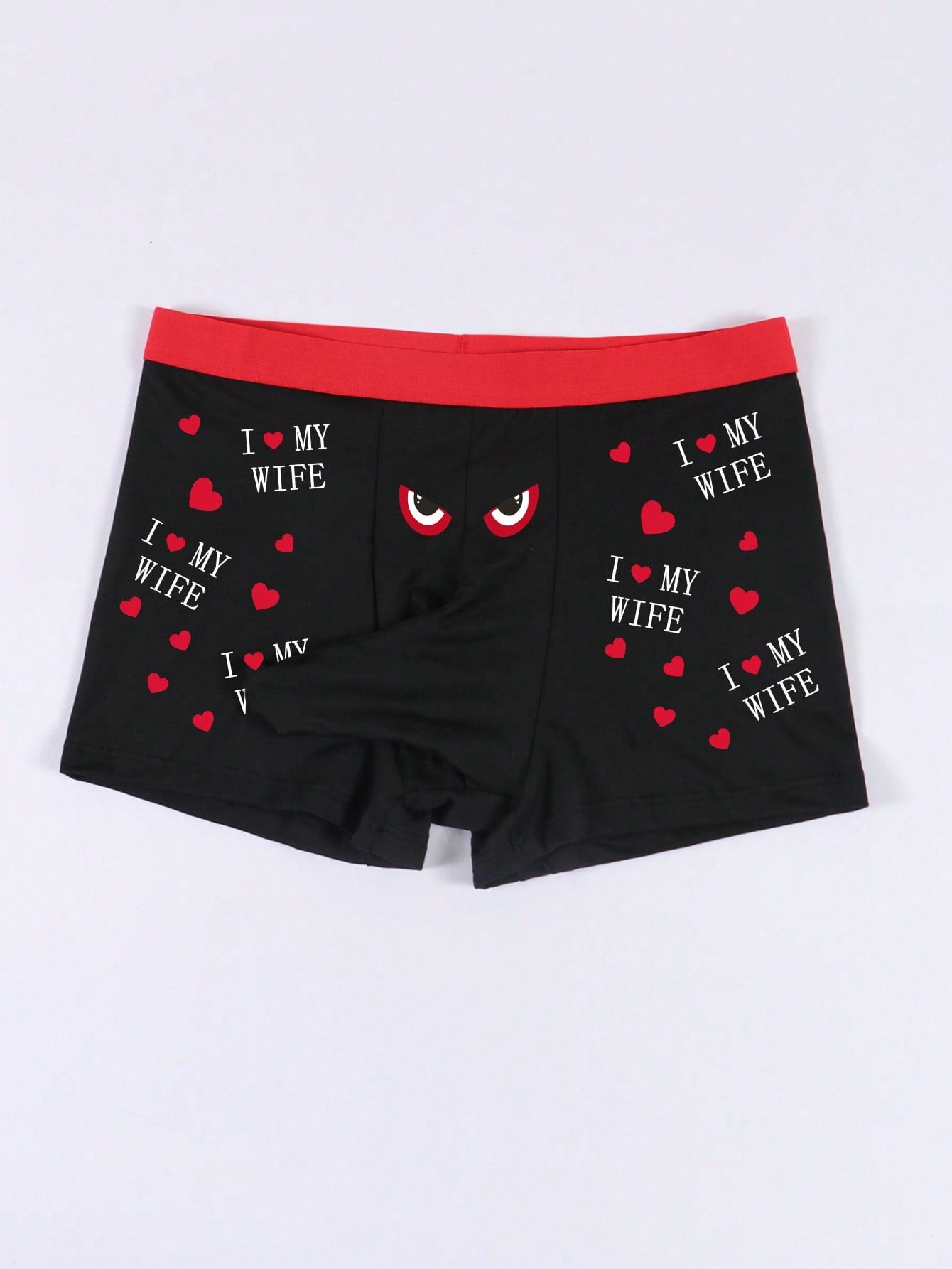 Men's Black Eye, Letter, Heart Print Elephant Pocket Stylish Underwear, Comfortable Breathable Stretchy Briefs