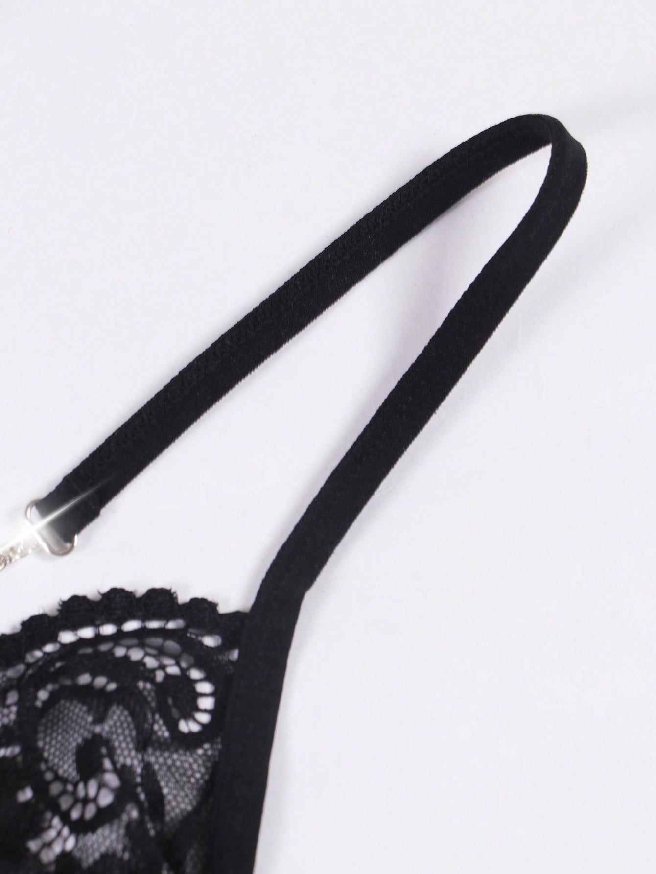 Men's Black Lace Sheer Pearl Decor Sexy G-String Briefs