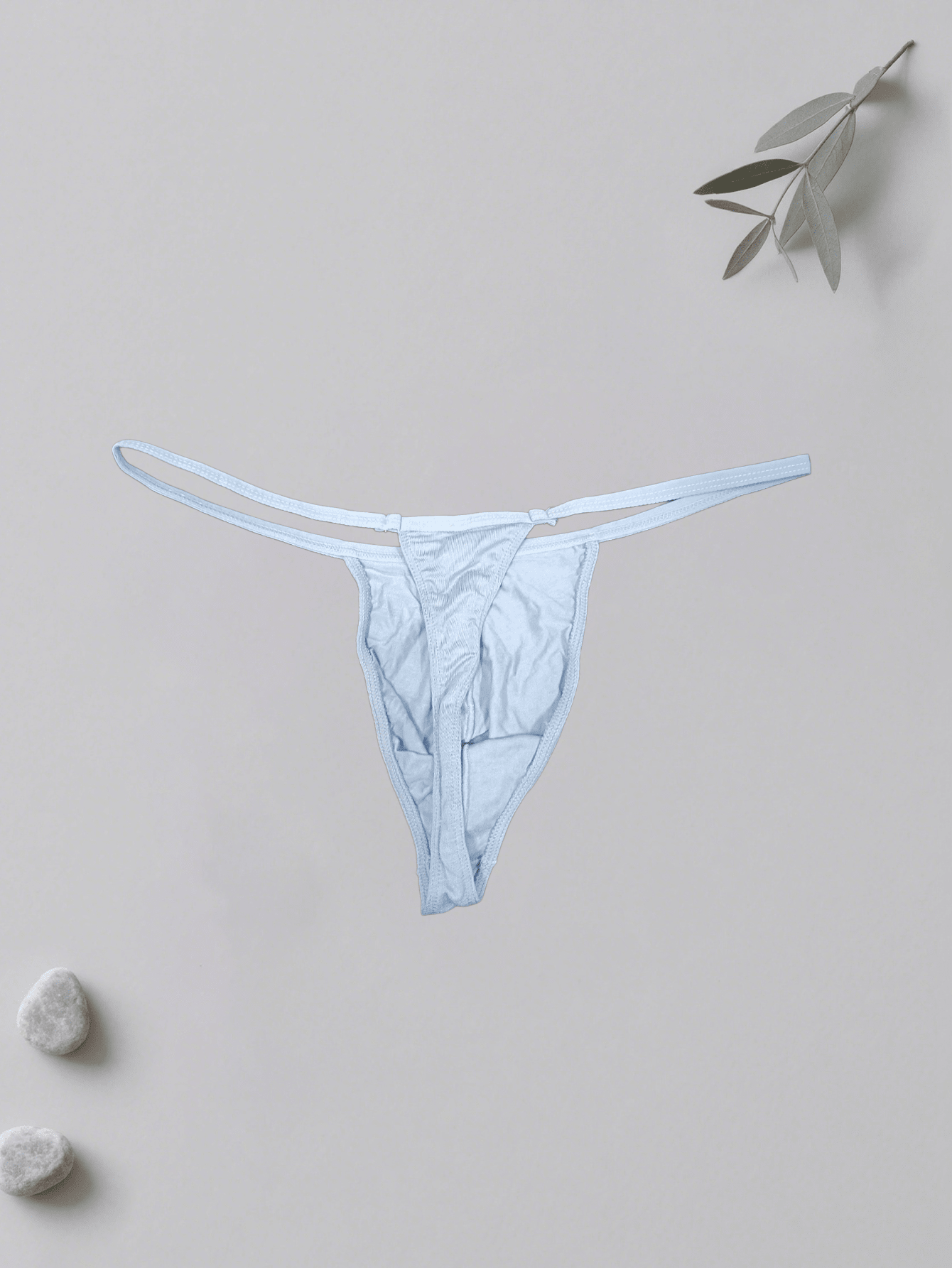 Men's low-rise T-back thong underwear 2-pack in multicolor plain knitted fabric with a soft, slightly stretchy design.