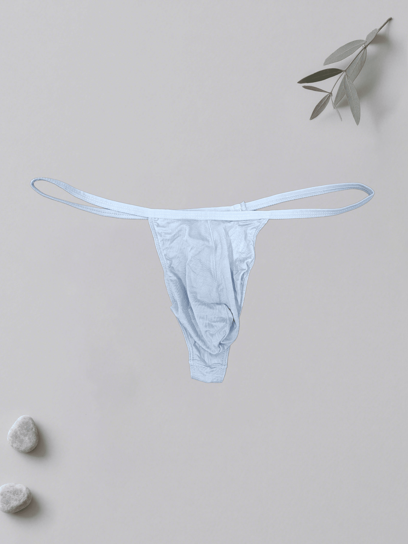 Men's low-rise T-back thong underwear 2-pack in multicolor plain knitted fabric with a soft, slightly stretchy design.