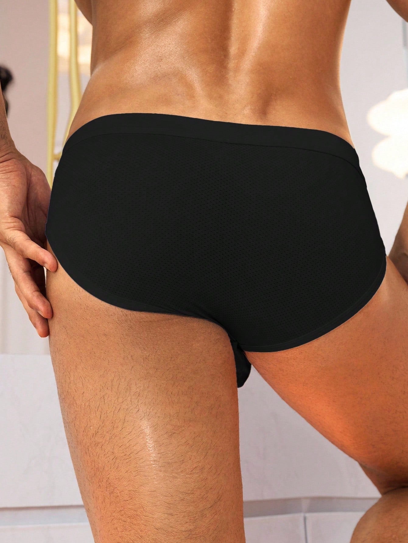Sexy Men's Black Knitted Fabric Briefs Underwear For Ultimate Comfort
