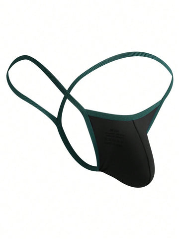 Men's Colorblock Low-Rise Sexy Thong Underwear With Backside Cutout