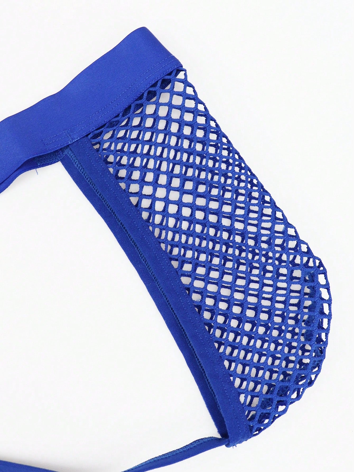 Men's hollow mesh mid-rise thong underwear with a colorblock design