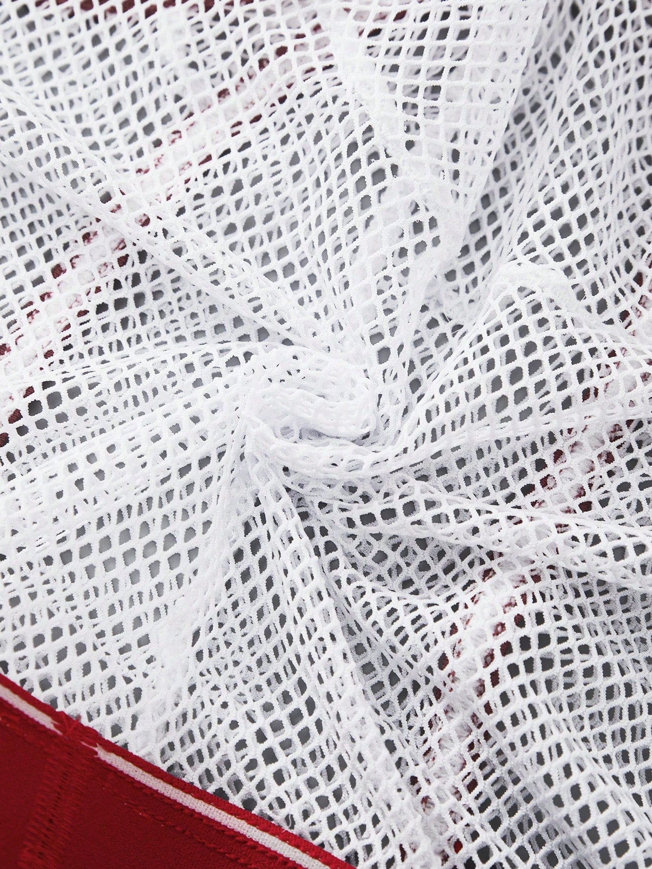 Rest Era men's white sheer mesh low-rise boxer shorts with hollow-out details and colorblock all-over print