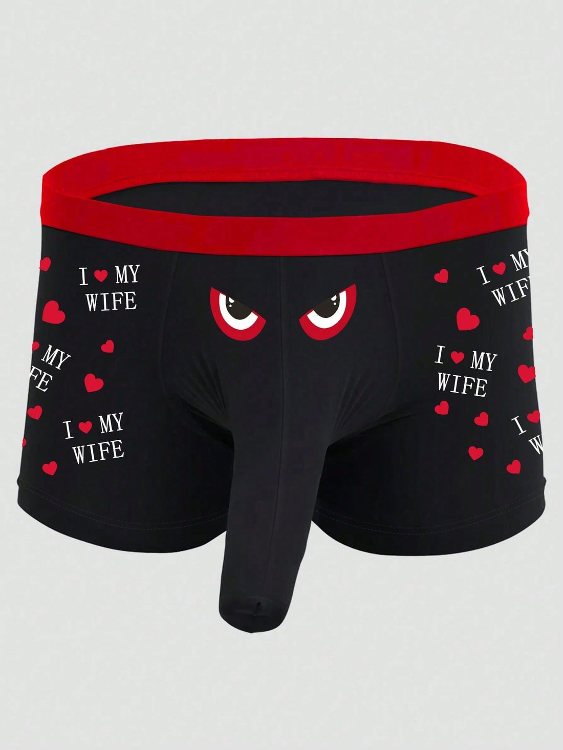 Men's Black Eye, Letter, Heart Print Elephant Pocket Stylish Underwear, Comfortable Breathable Stretchy Briefs