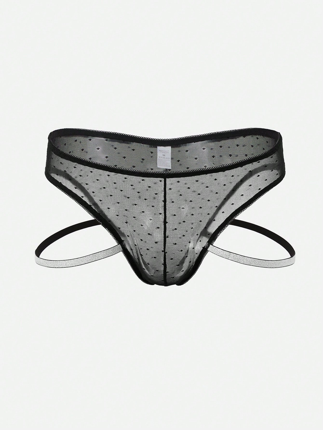 Men's 3-piece lace briefs set with contrast waistbands, low-rise semi-sheer design, and multicolor knitted fabric.