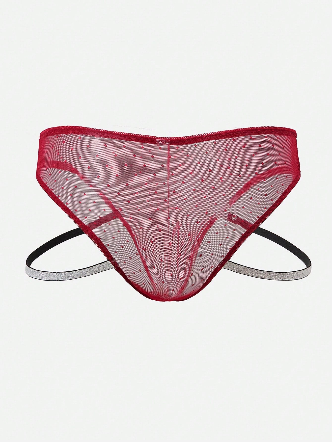 Men's 3-piece lace briefs set with contrast waistbands, low-rise semi-sheer design, and multicolor knitted fabric.