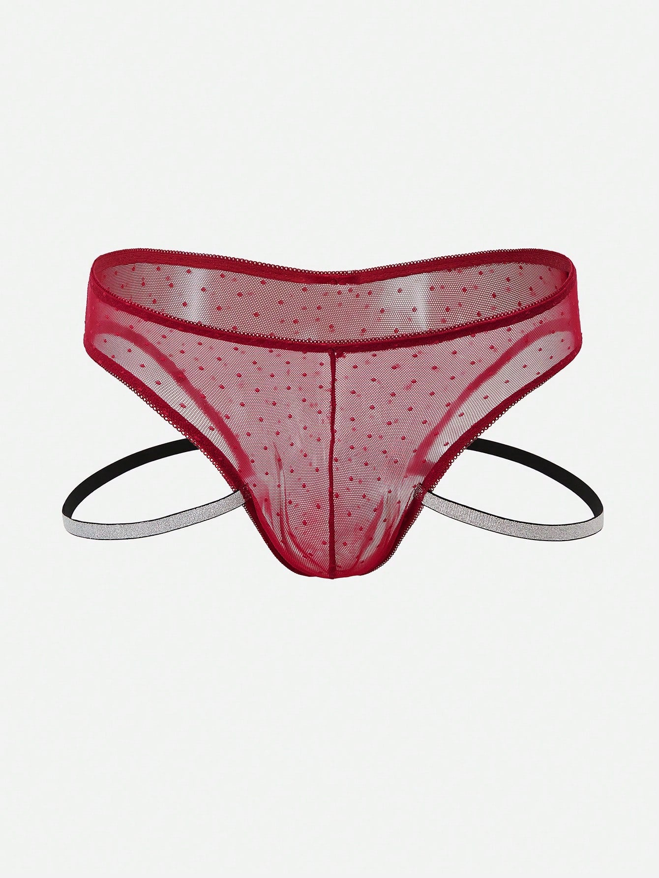 Men's 3-piece lace briefs set with contrast waistbands, low-rise semi-sheer design, and multicolor knitted fabric.