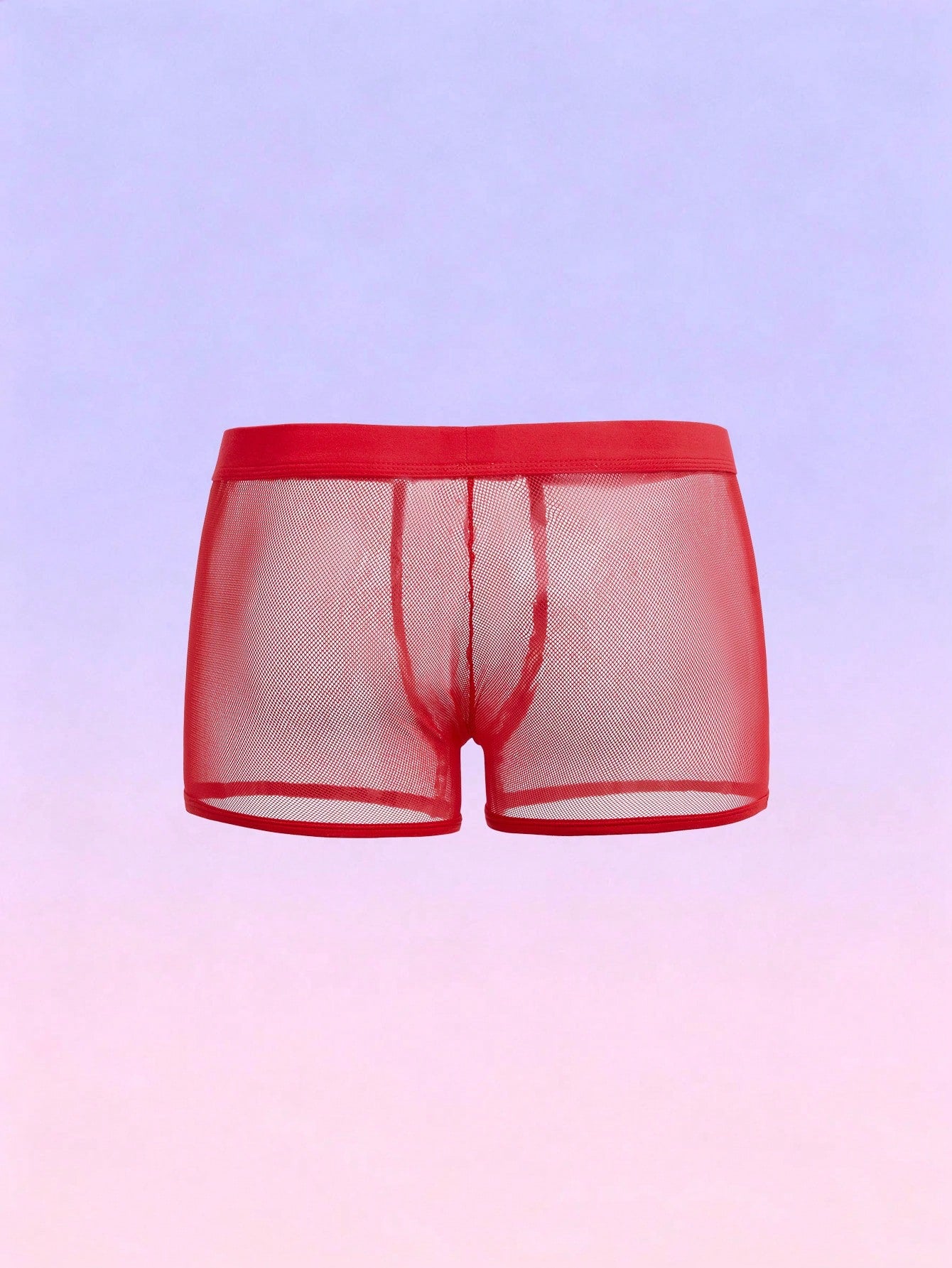 FeverCity men's red mesh sheer briefs with colorblock styling, contrast mesh details, contrast binding, and a mid-rise fit.