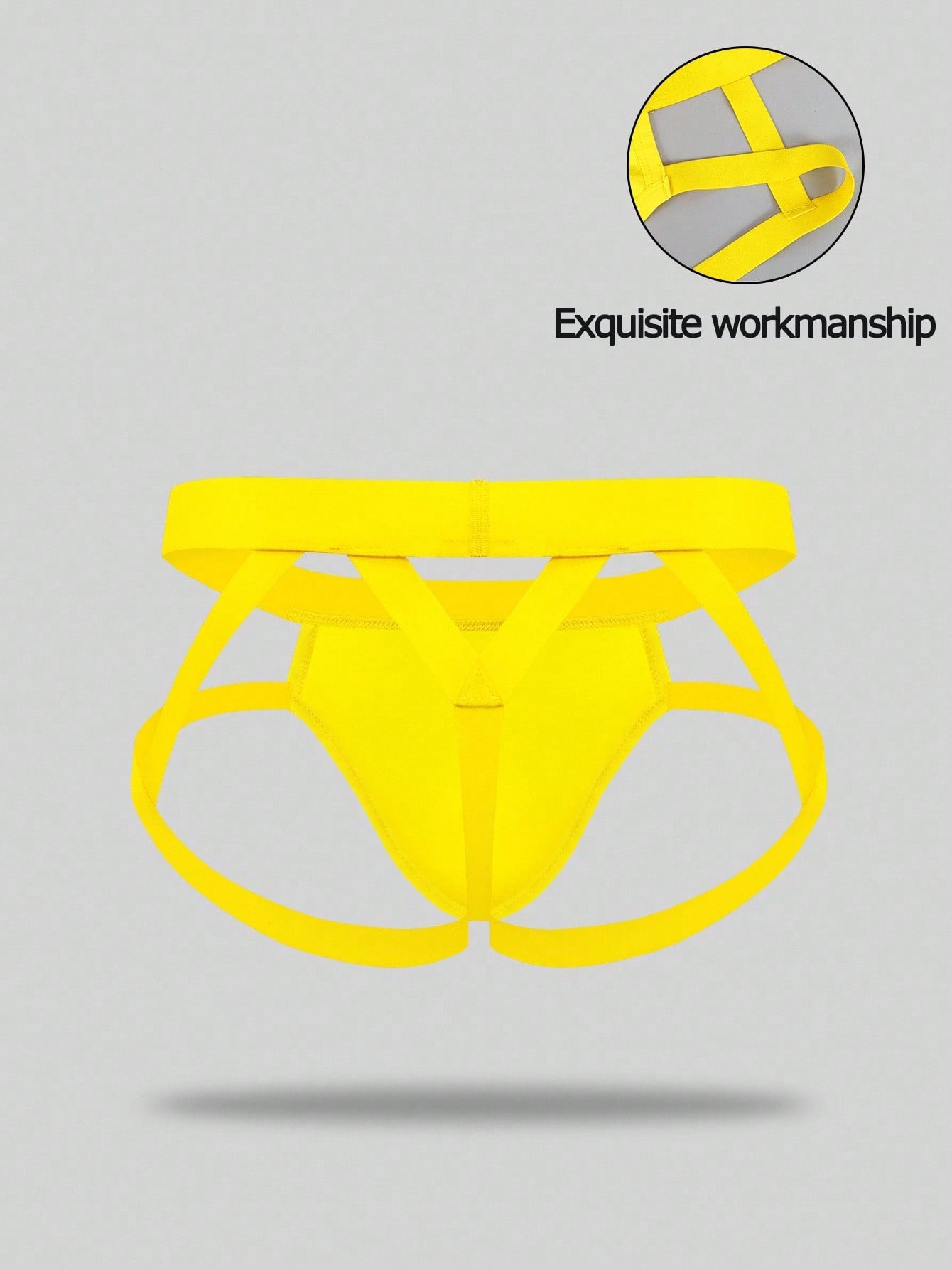 Men's low rise jockstrap underwear with cut out detail and colorblock design in medium-stretch knitted fabric