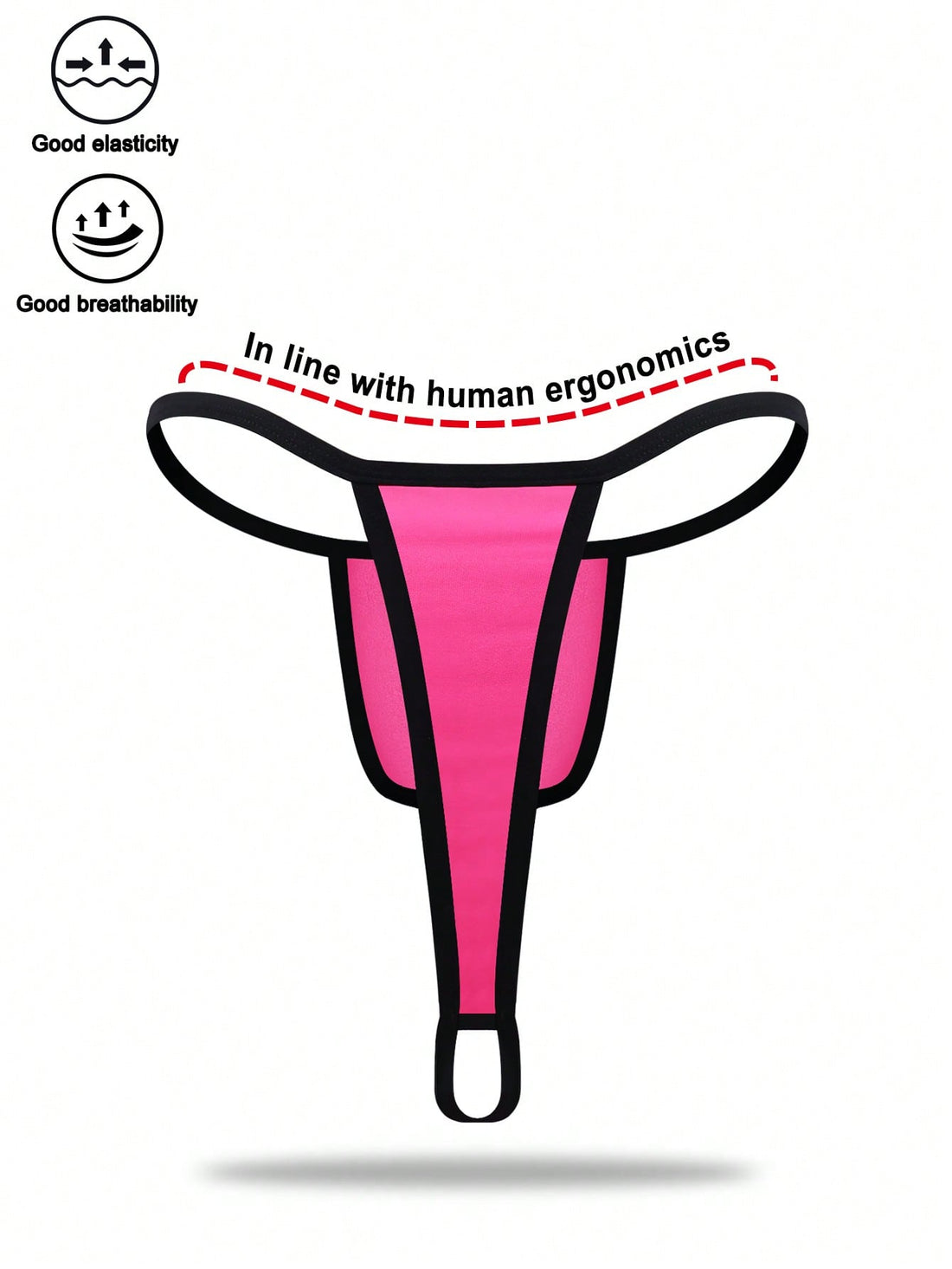 Men's hot pink colorblock thong underwear with contrast binding and mid-rise slip-on design