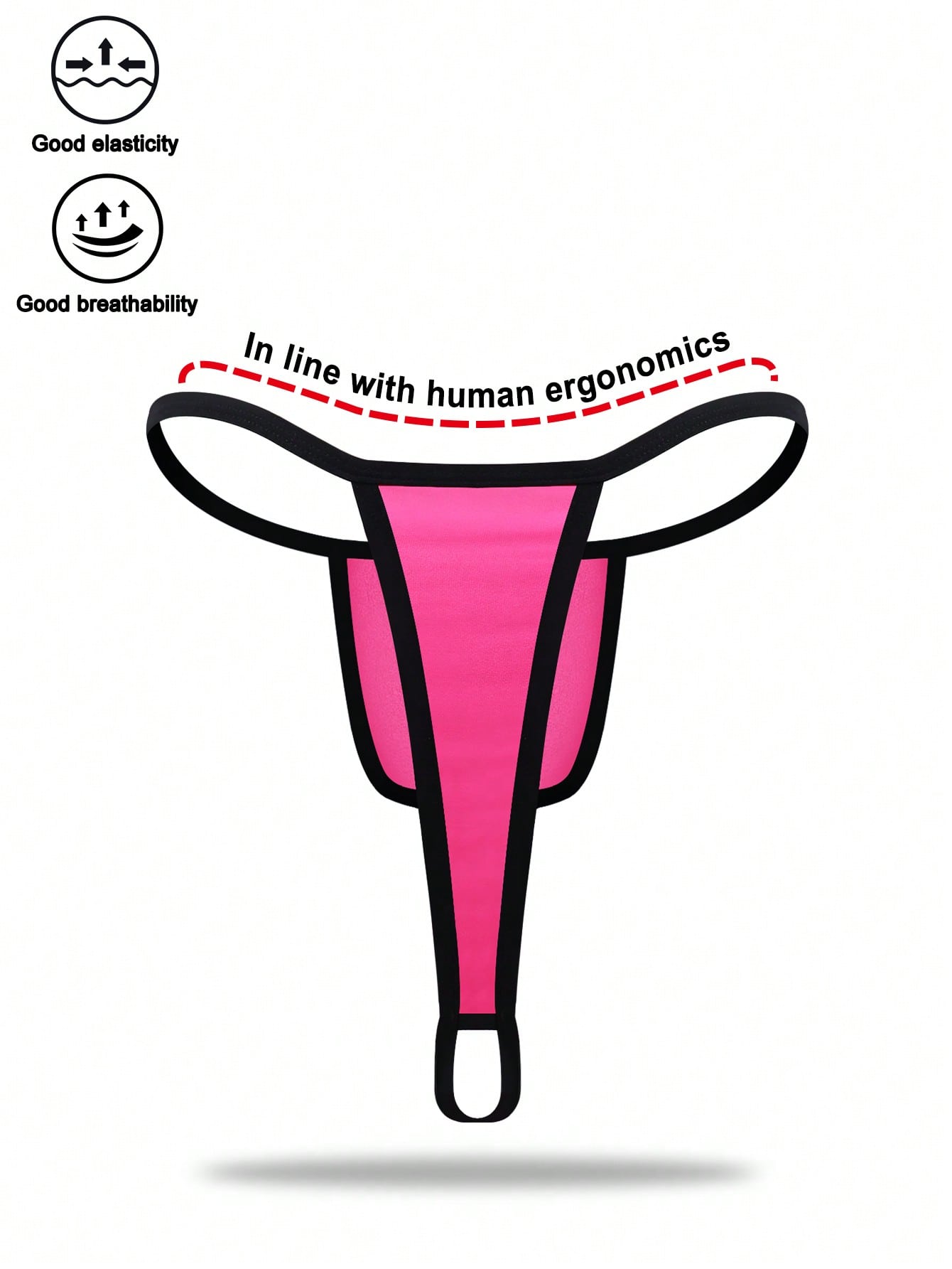Men's hot pink colorblock thong underwear with contrast binding and mid-rise slip-on design
