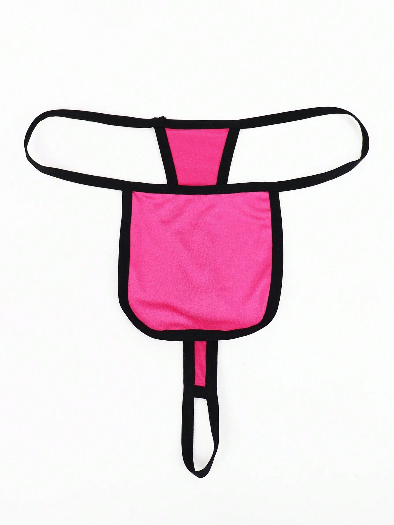 Men's hot pink colorblock thong underwear with contrast binding and mid-rise slip-on design