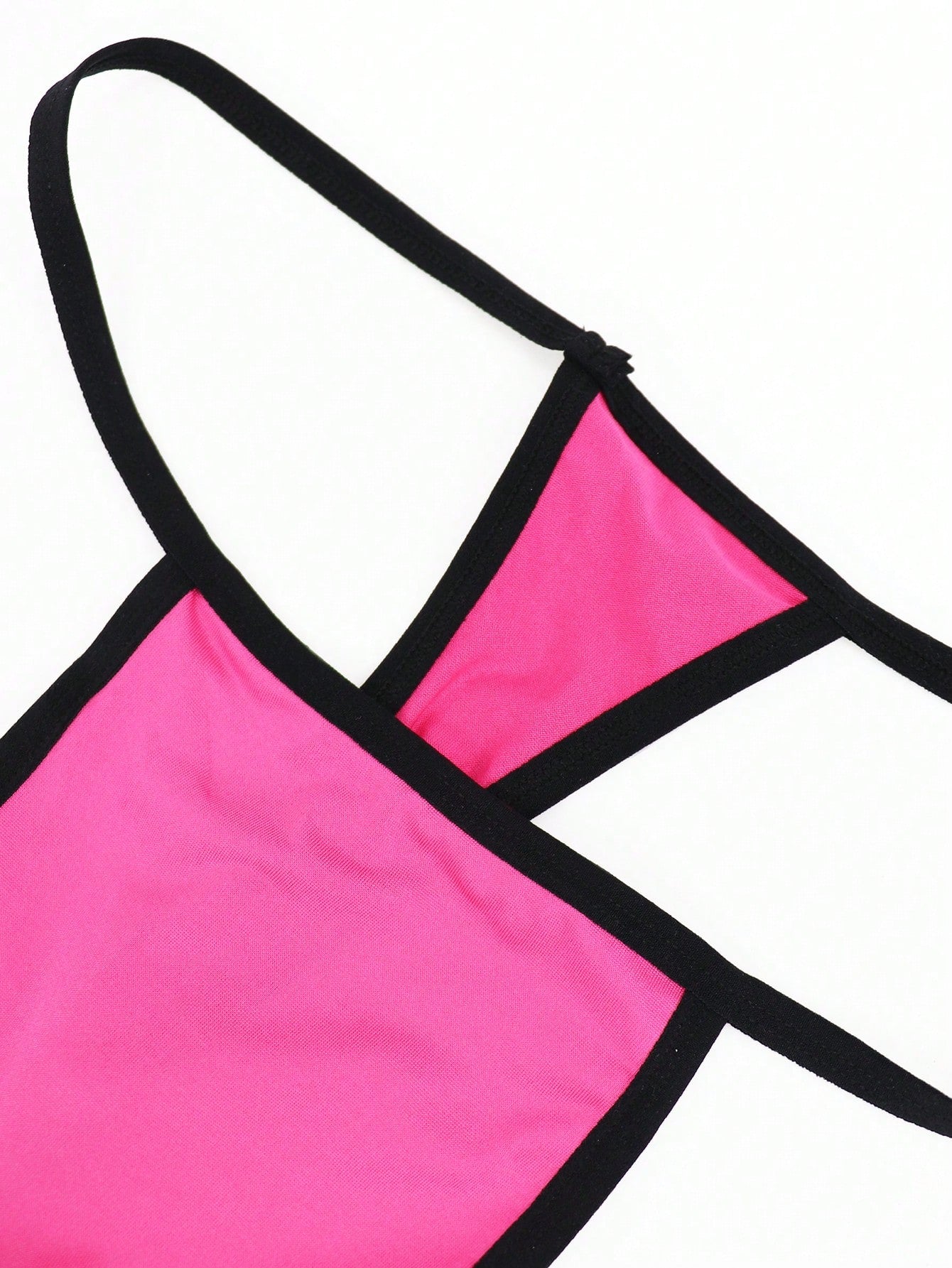 Men's hot pink colorblock thong underwear with contrast binding and mid-rise slip-on design
