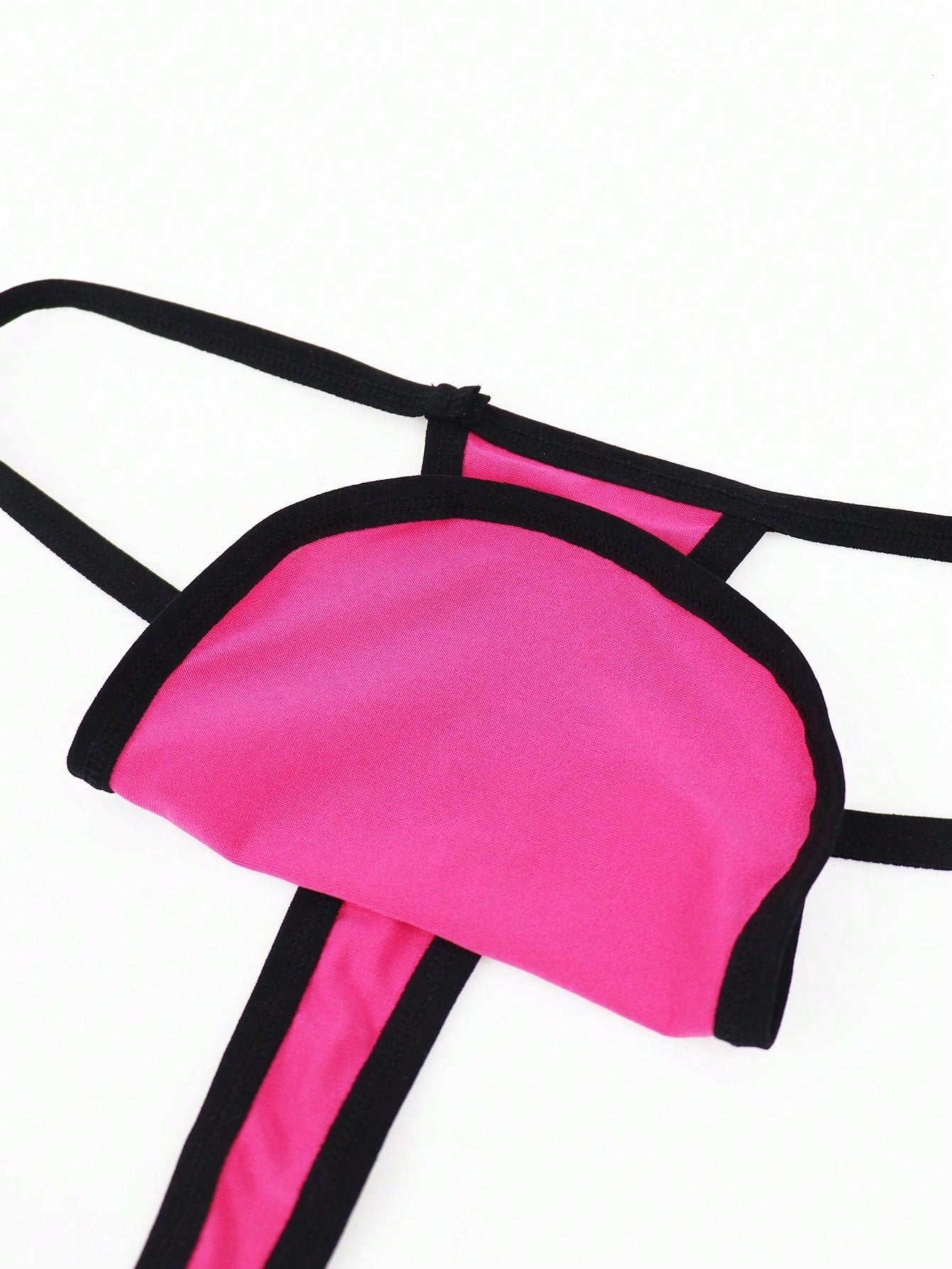 Men's hot pink colorblock thong underwear with contrast binding and mid-rise slip-on design