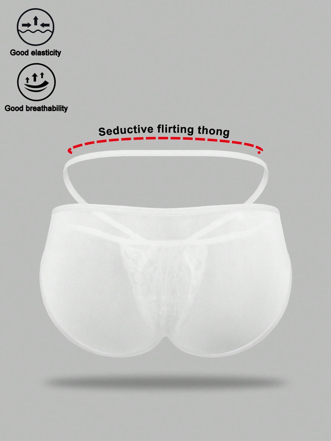 Fashionable Alluring White Lace Breathable White Hollow Mesh Mid-Rise Sexy Men's Underwear