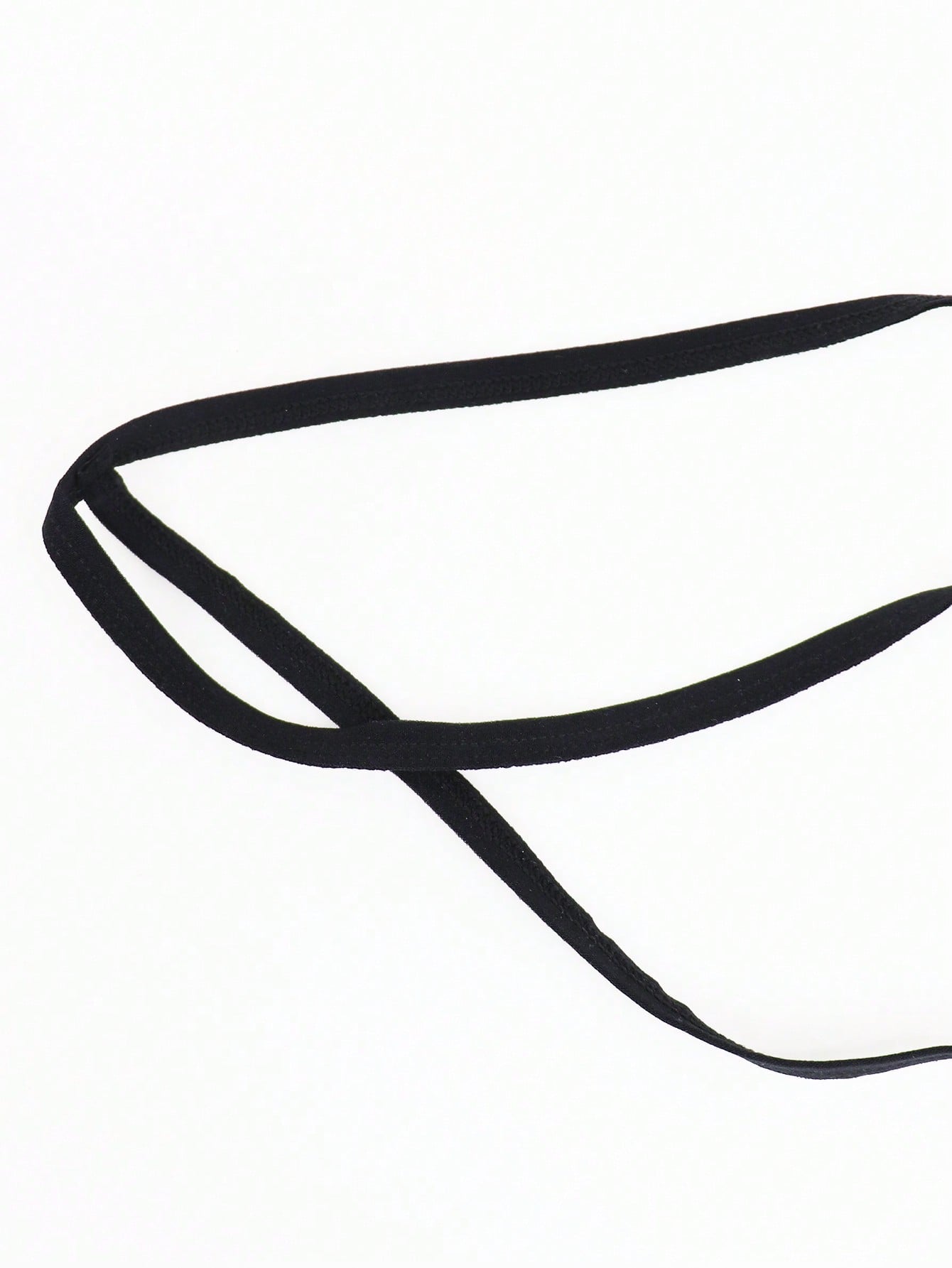 Black slim fit men's thong with lace waist detail and colorblock design