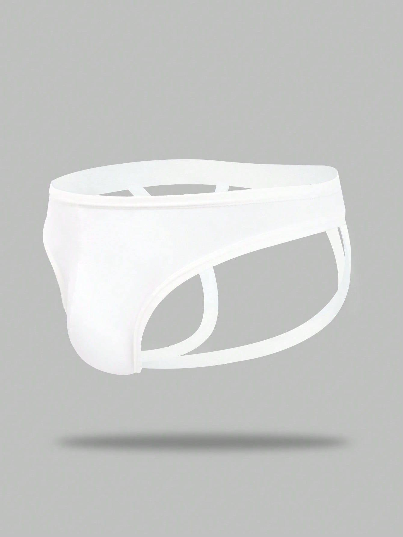 Men's solid color hollow breathable jockstrap underwear with a low-rise brief-style front and minimalist design