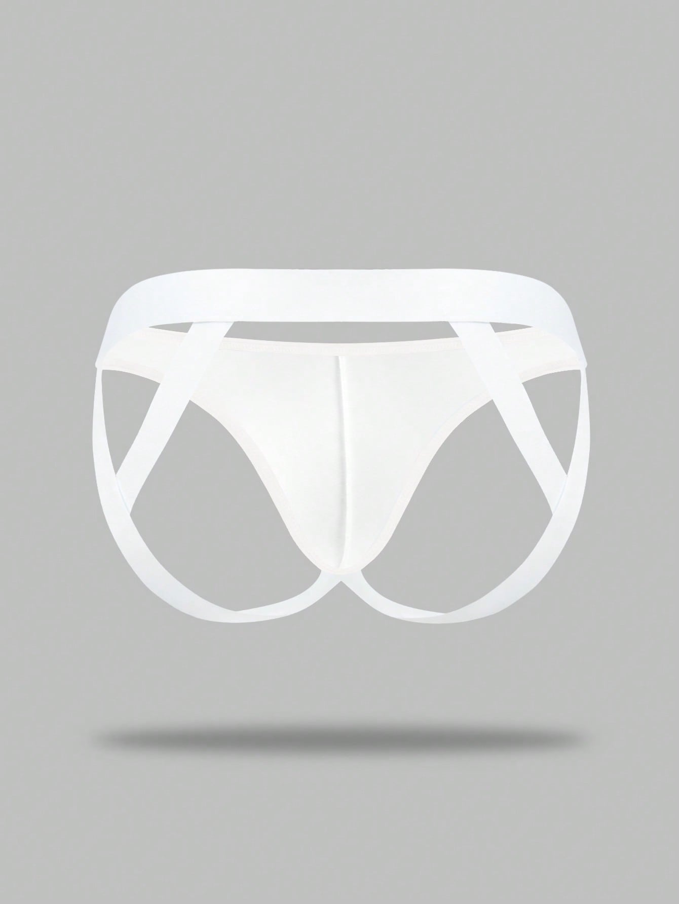 Men's solid color hollow breathable jockstrap underwear with a low-rise brief-style front and minimalist design