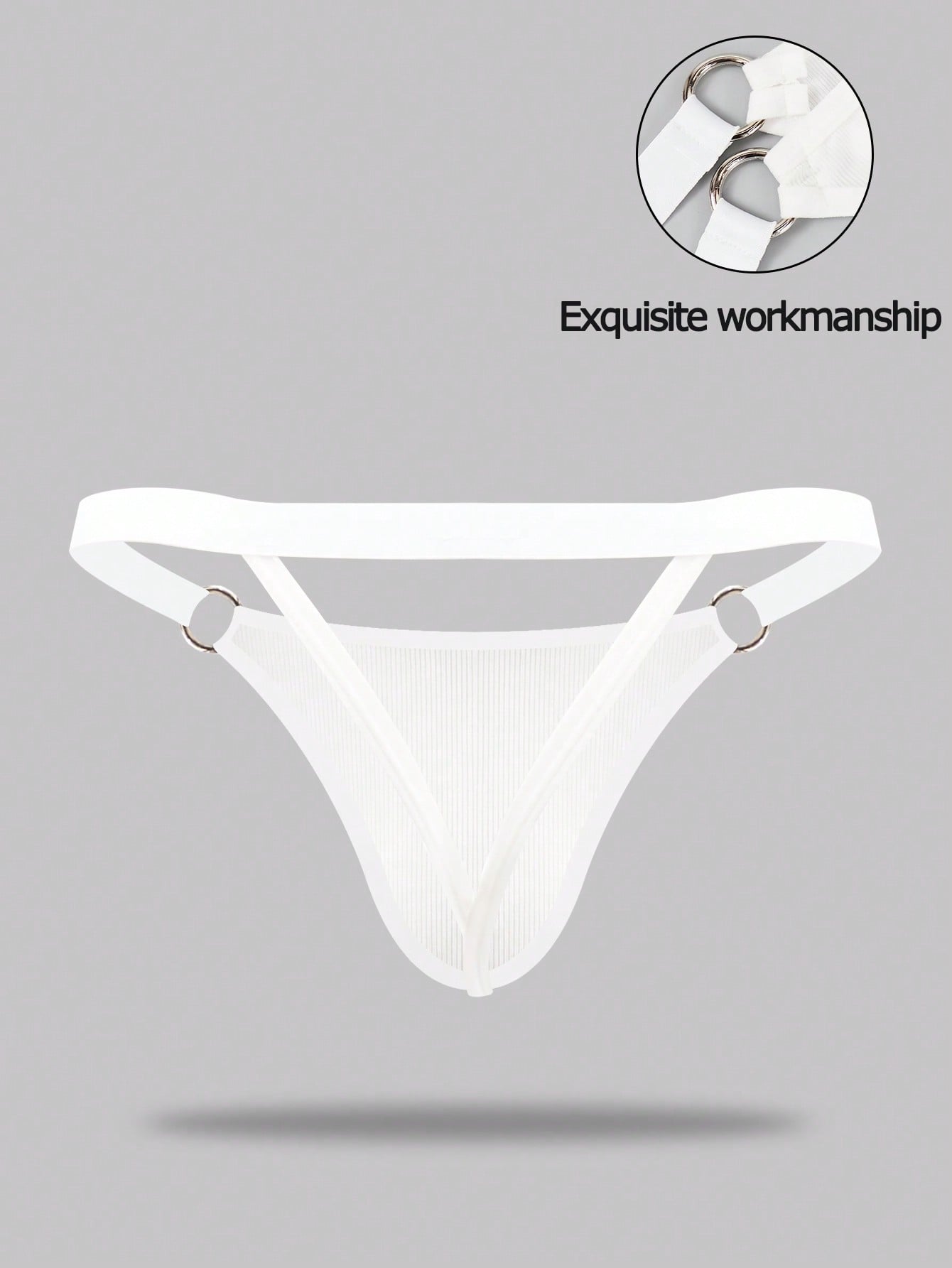 Men's low-rise thong underwear with plain cut-out design in medium-stretch knitted fabric.