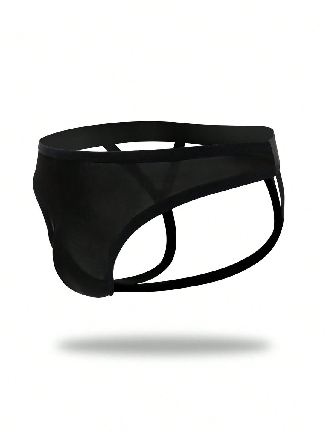 Men's solid color hollow breathable jockstrap underwear with a low-rise brief-style front and minimalist design