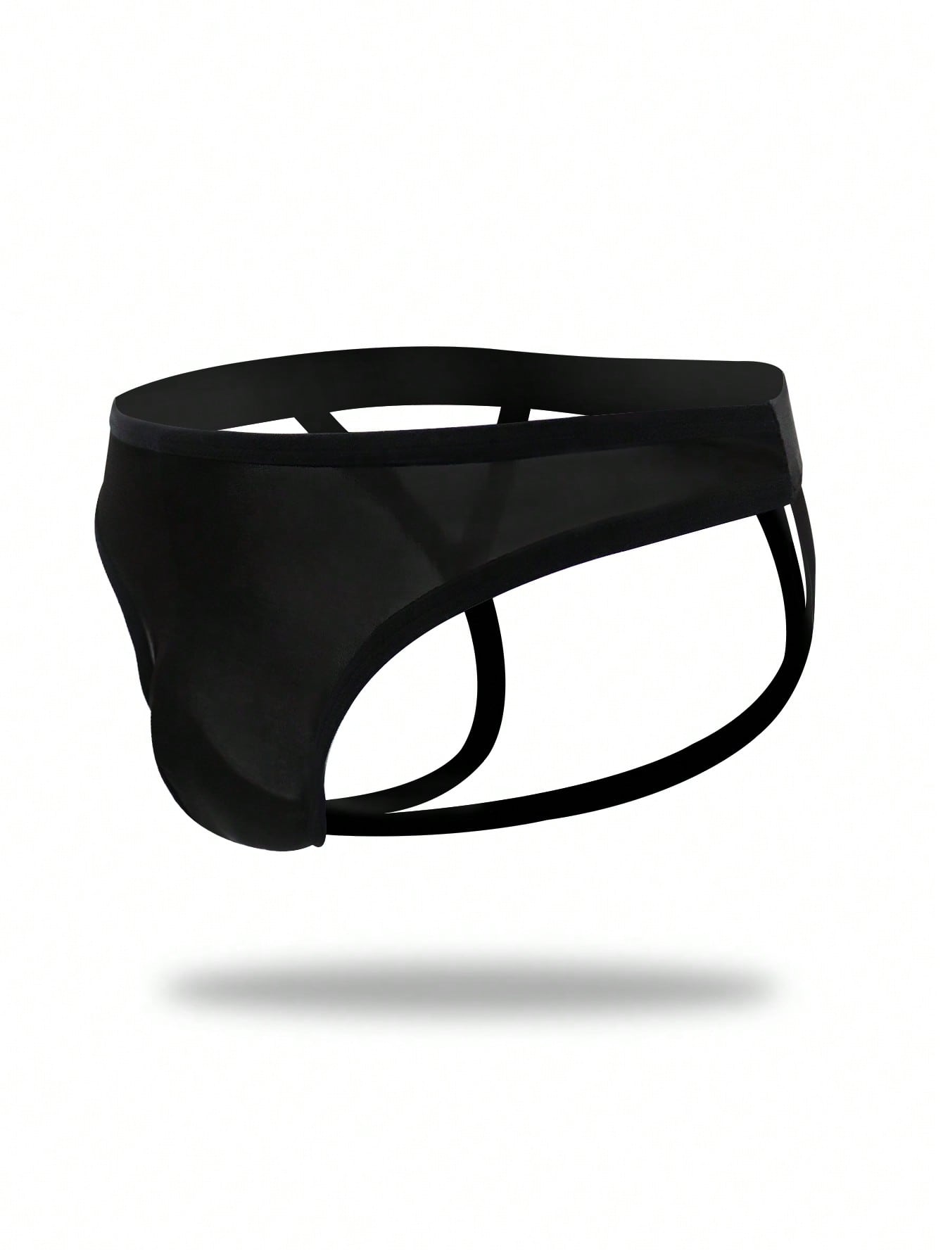 Men's solid color hollow breathable jockstrap underwear with a low-rise brief-style front and minimalist design